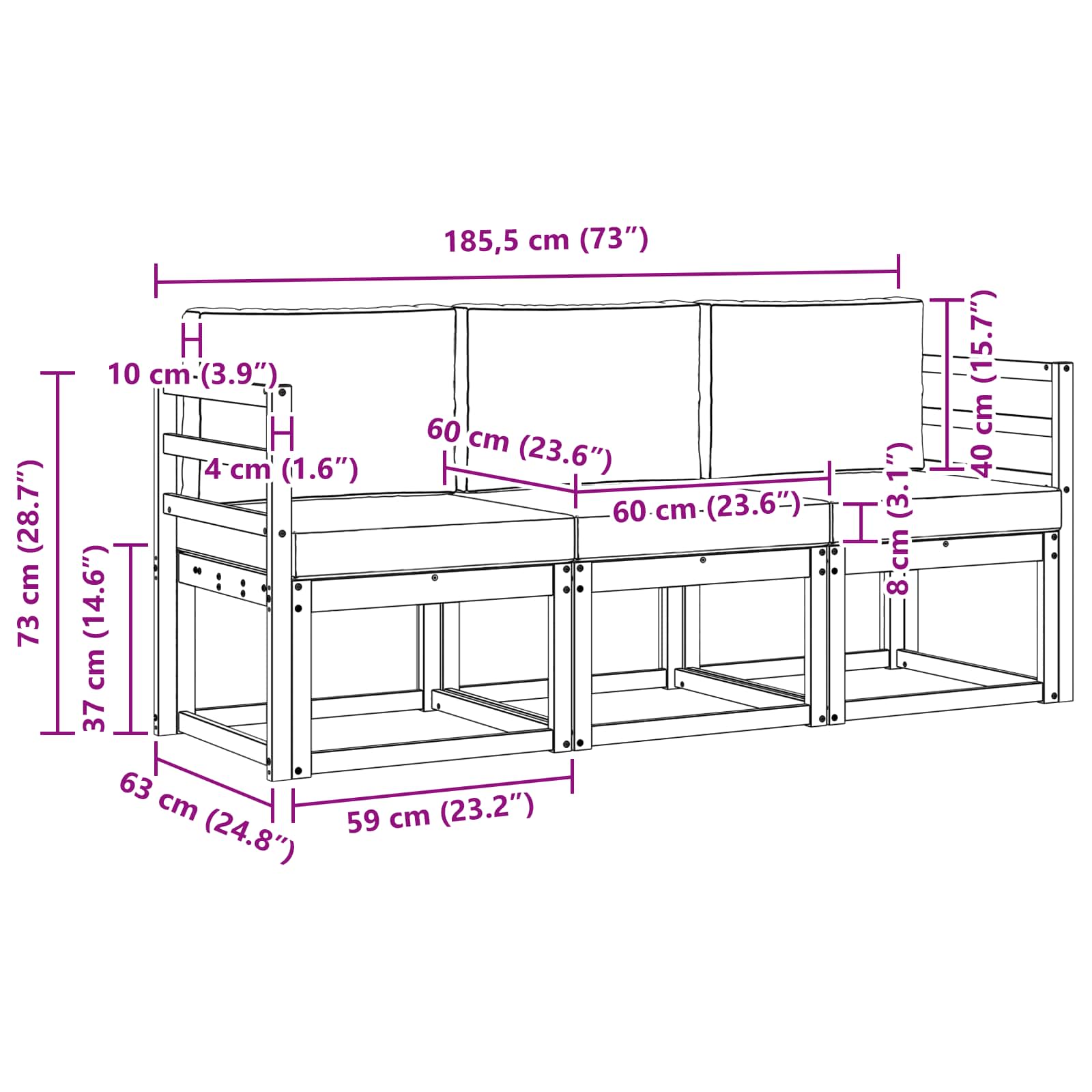 Ensemble de canapés d'extérieur 3 pcs Gris Naturel et Clair - XIOS