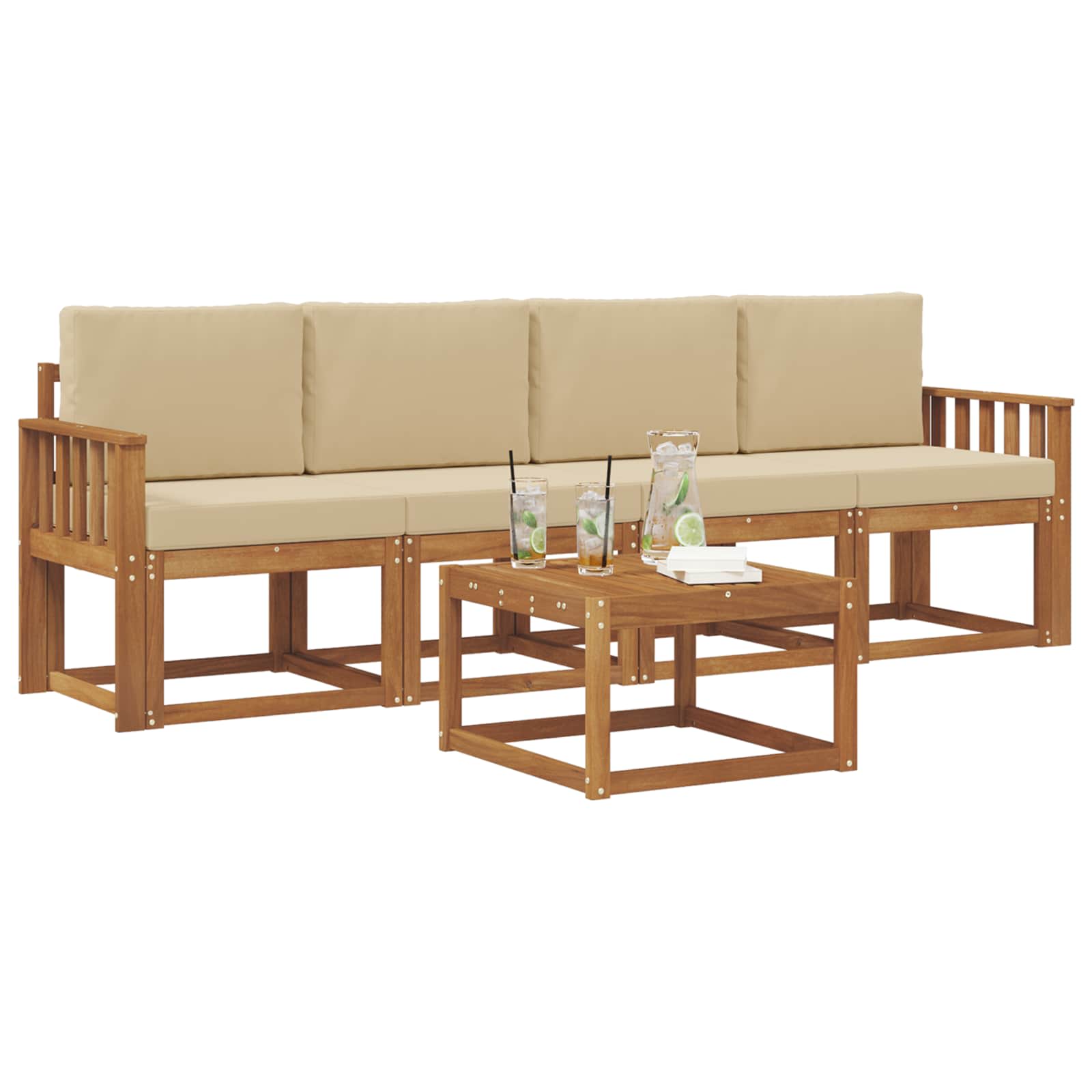 Ensemble de canapés d'extérieur 5 pcs Naturel et Beige - XIOS