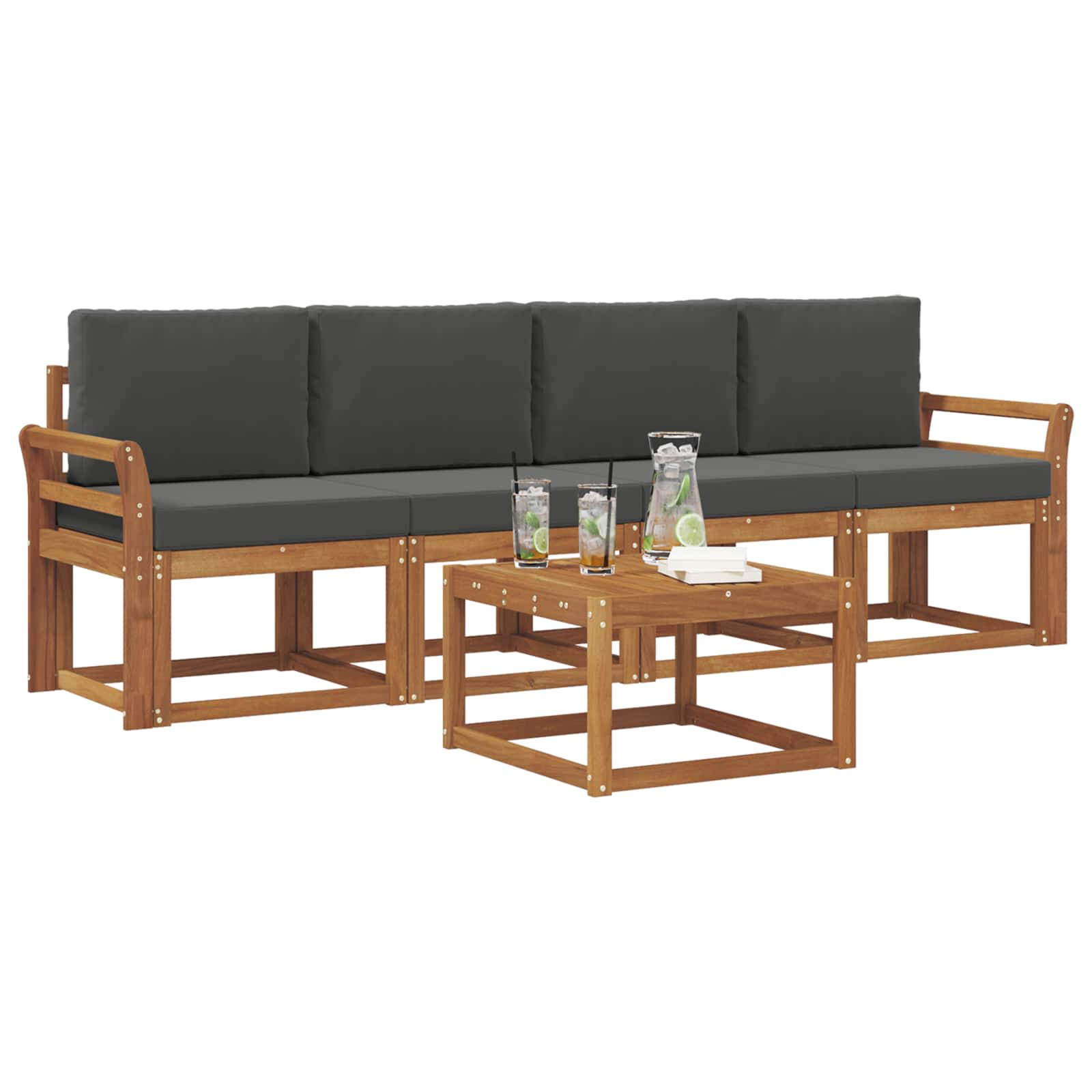 Ensemble de canapés d'extérieur 5 pcs Naturel et Anthracite - XIOS