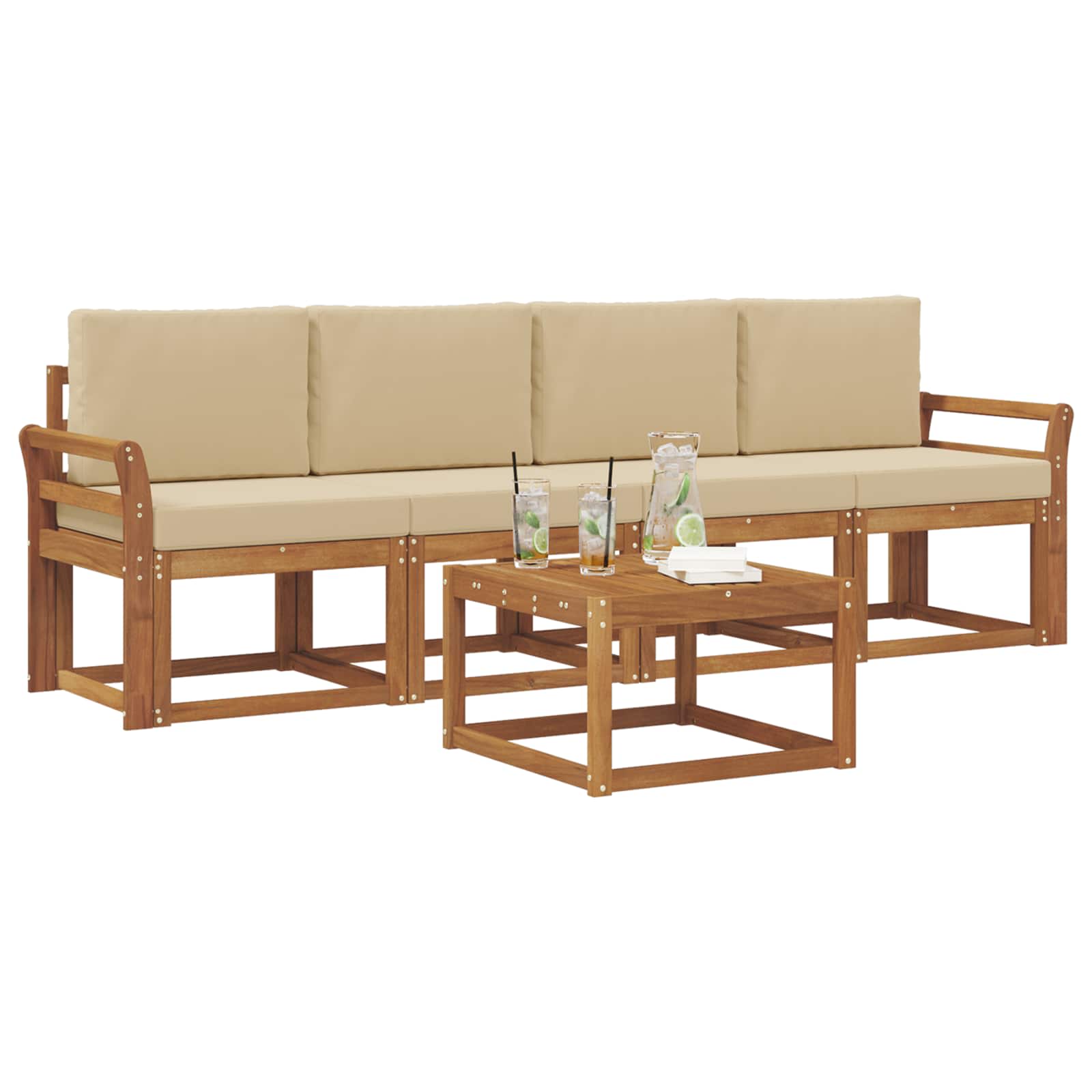 Ensemble de canapés d'extérieur 5 pcs Naturel et Beige - XIOS