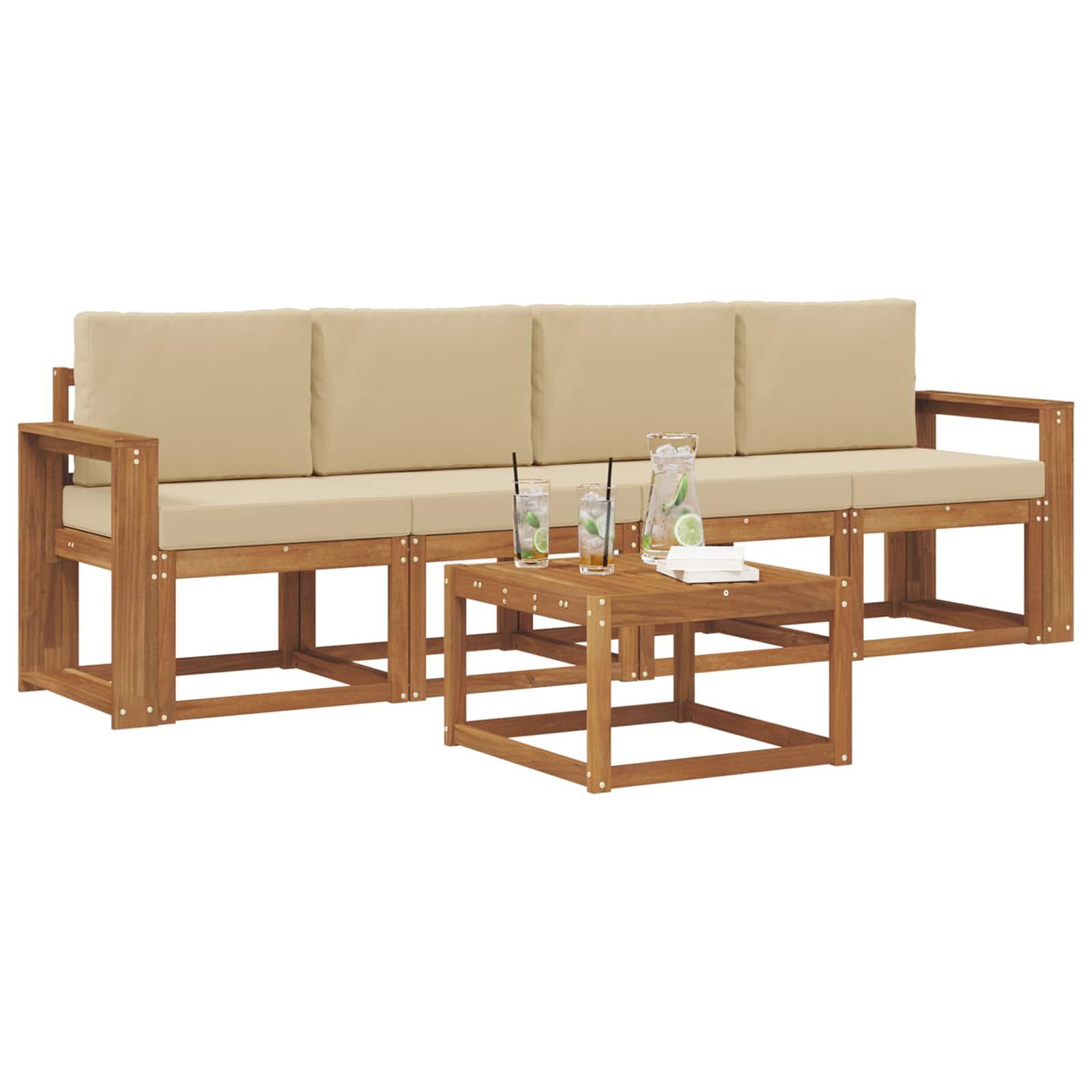 Ensemble de canapés d'extérieur 5 pcs Naturel et Beige - XIOS