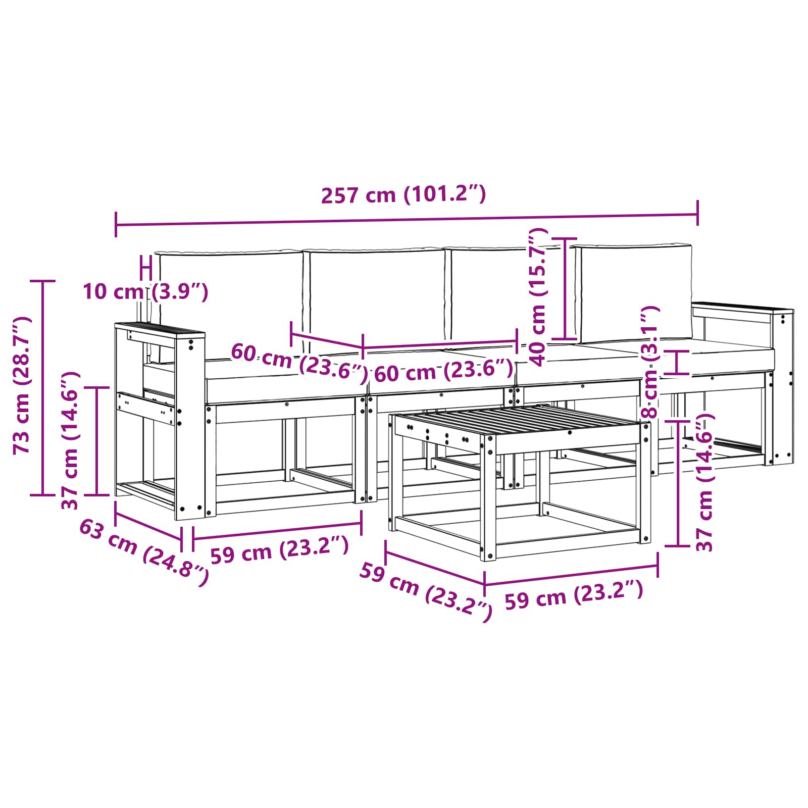 Ensemble de canapés d'extérieur 5 pcs Naturel et Beige - XIOS