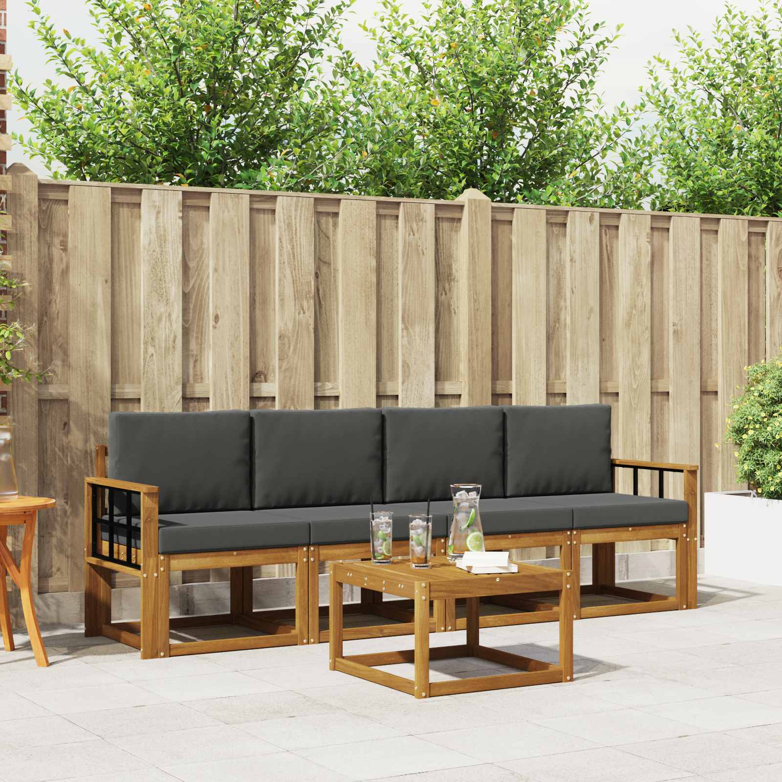 Ensemble de canapés d'extérieur 5 pcs Naturel et Anthracite - XIOS