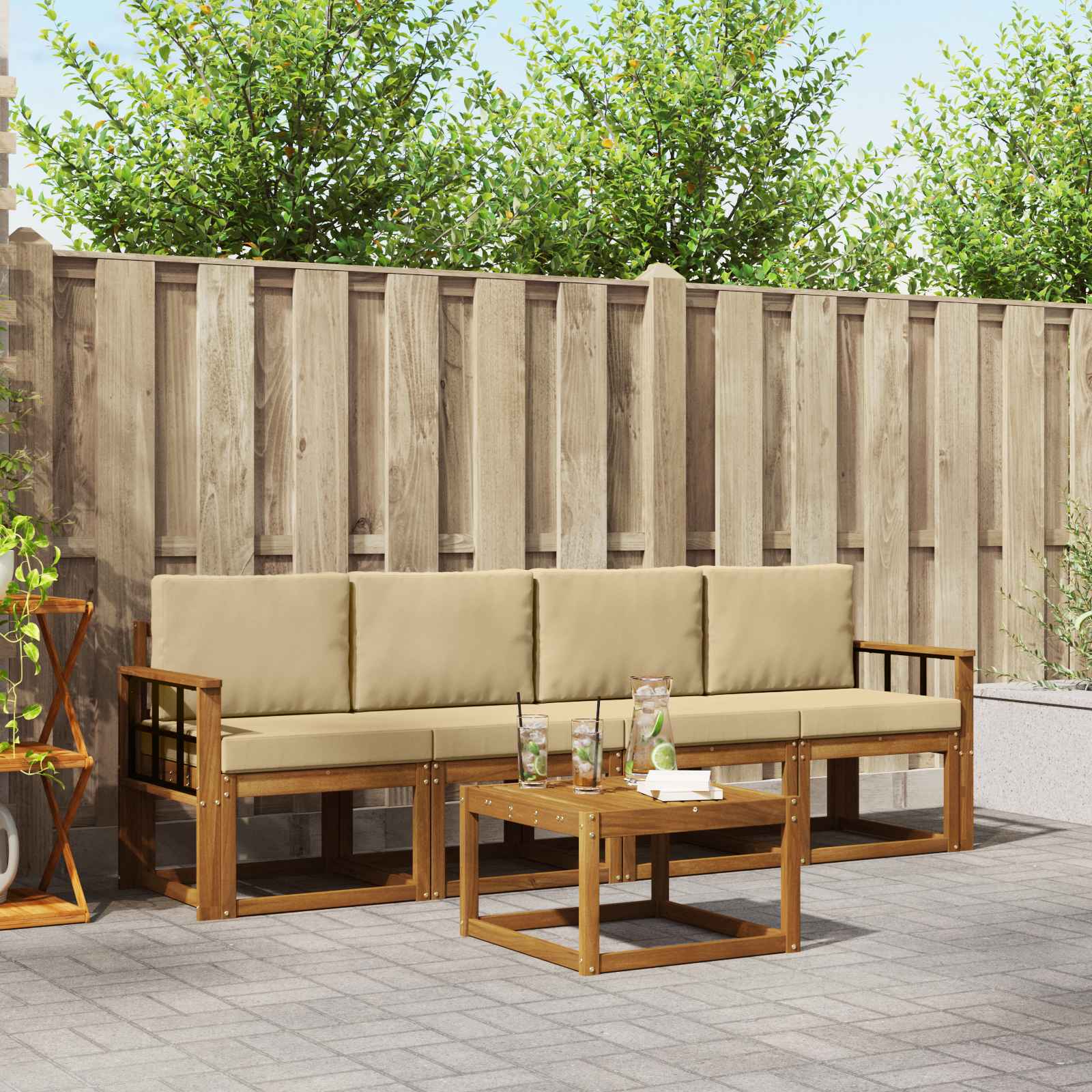 Ensemble de canapés d'extérieur 5 pcs Naturel et Beige - XIOS