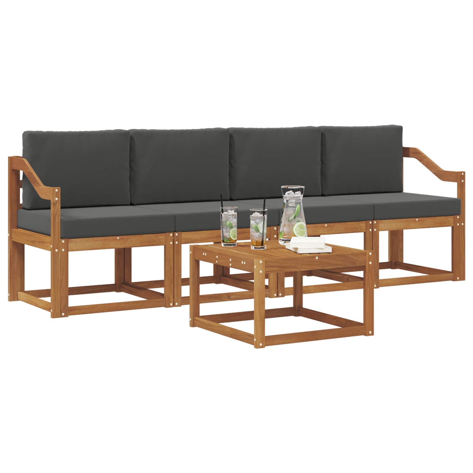 Ensemble de canapés d'extérieur 5 pcs Naturel et Anthracite - XIOS