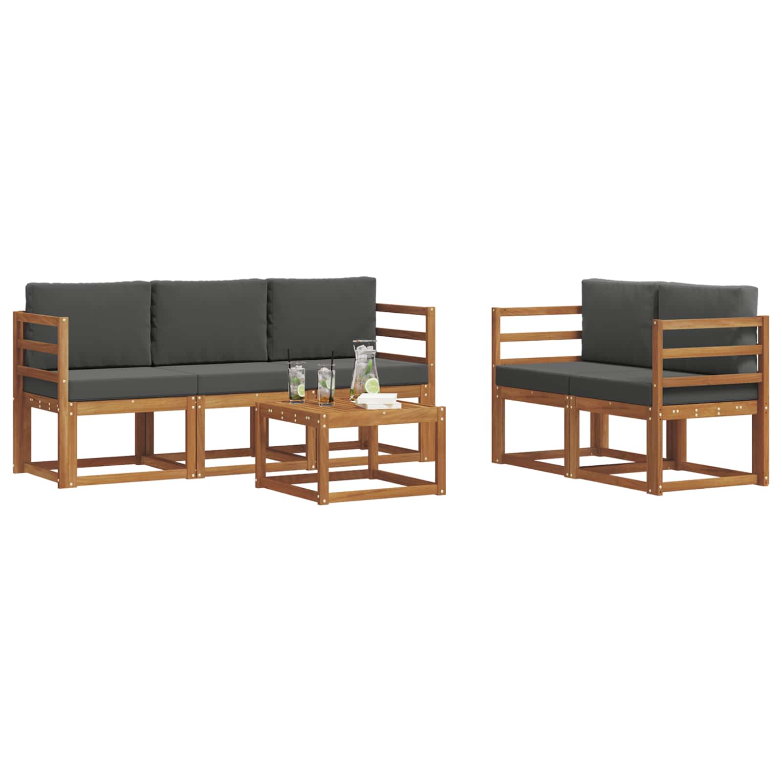 Ensemble de canapés d'extérieur 6 pcs Naturel et Anthracite - XIOS