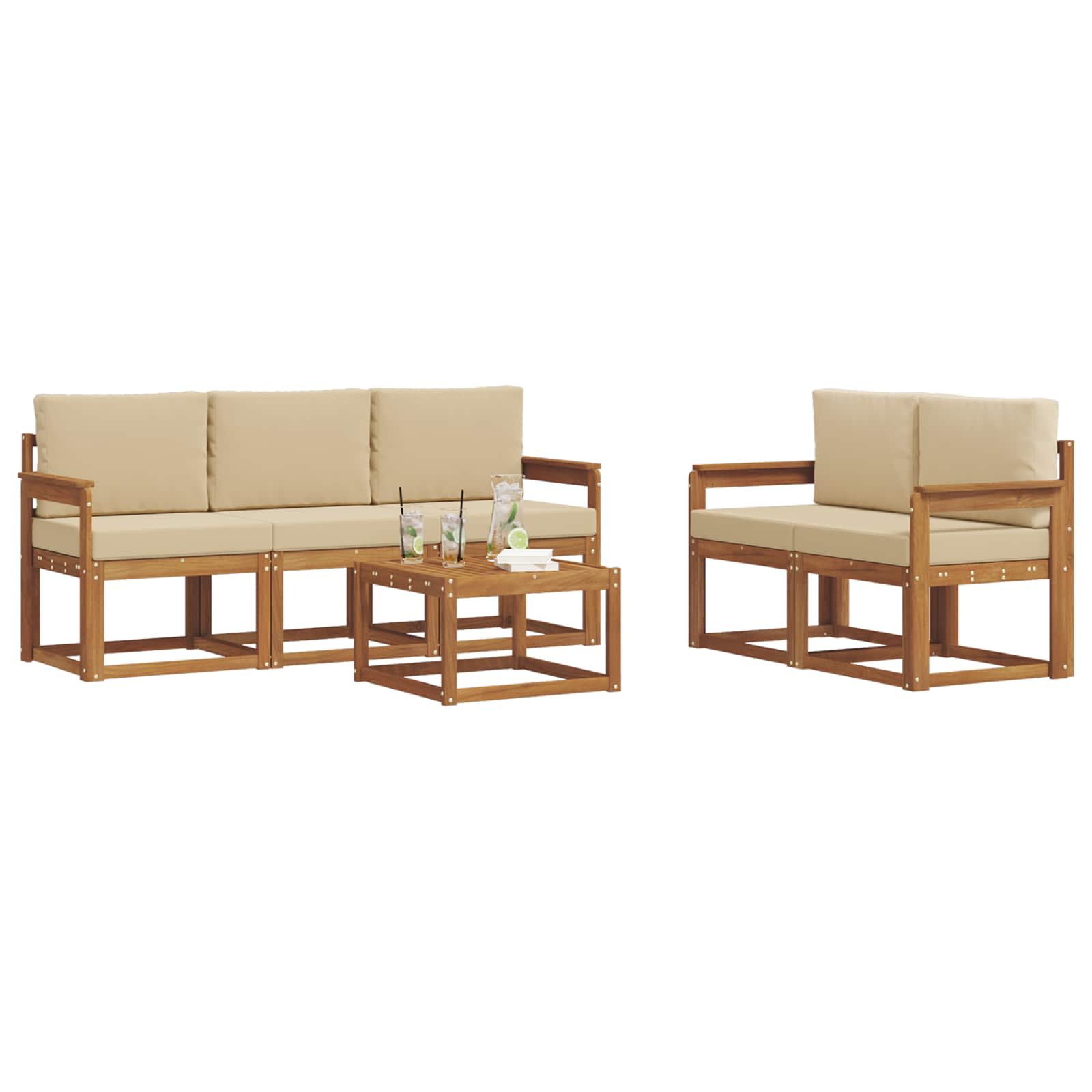 Ensemble de canapés d'extérieur 6 pcs Naturel et Beige - XIOS
