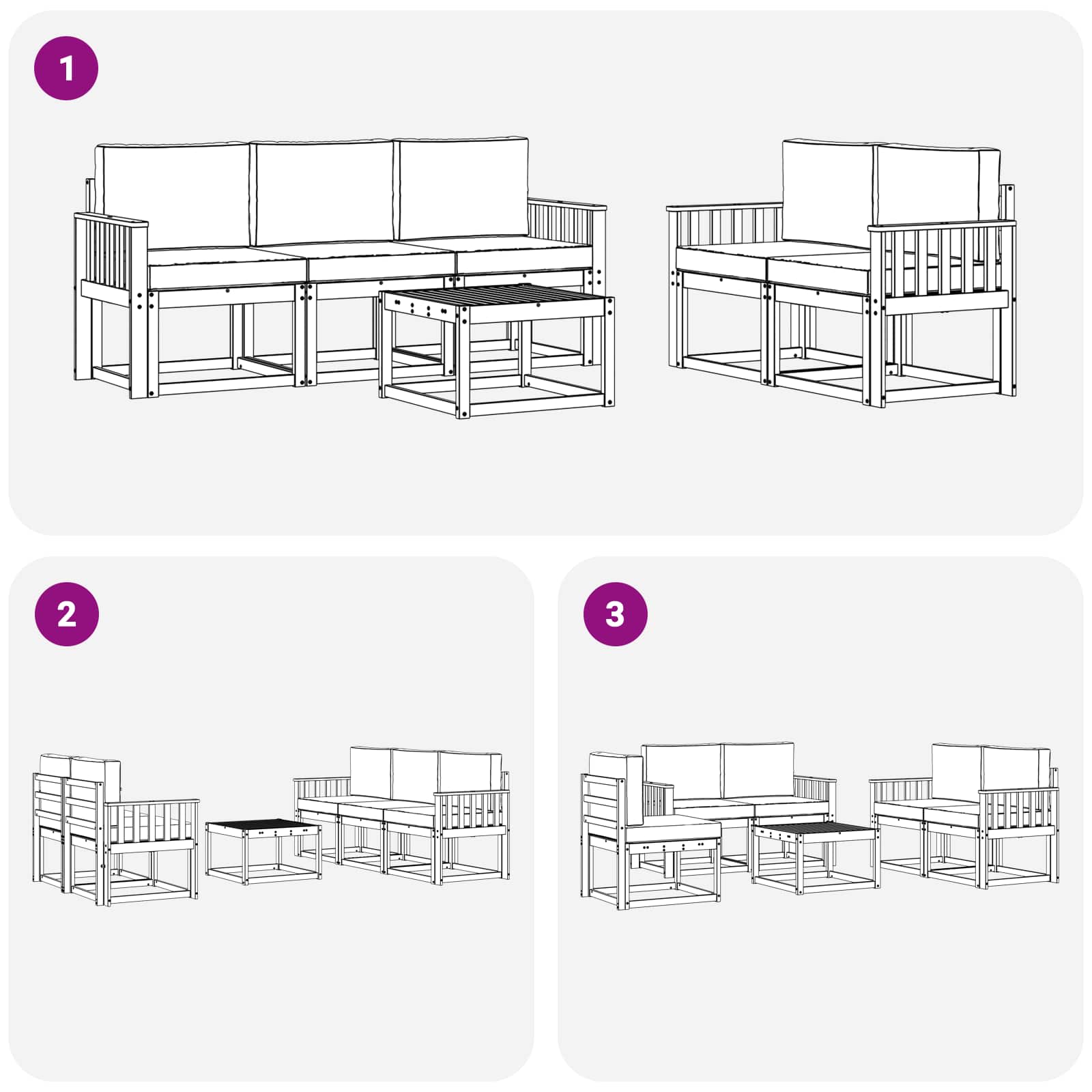 Ensemble de canapés d'extérieur 6 pcs Naturel et Beige - XIOS