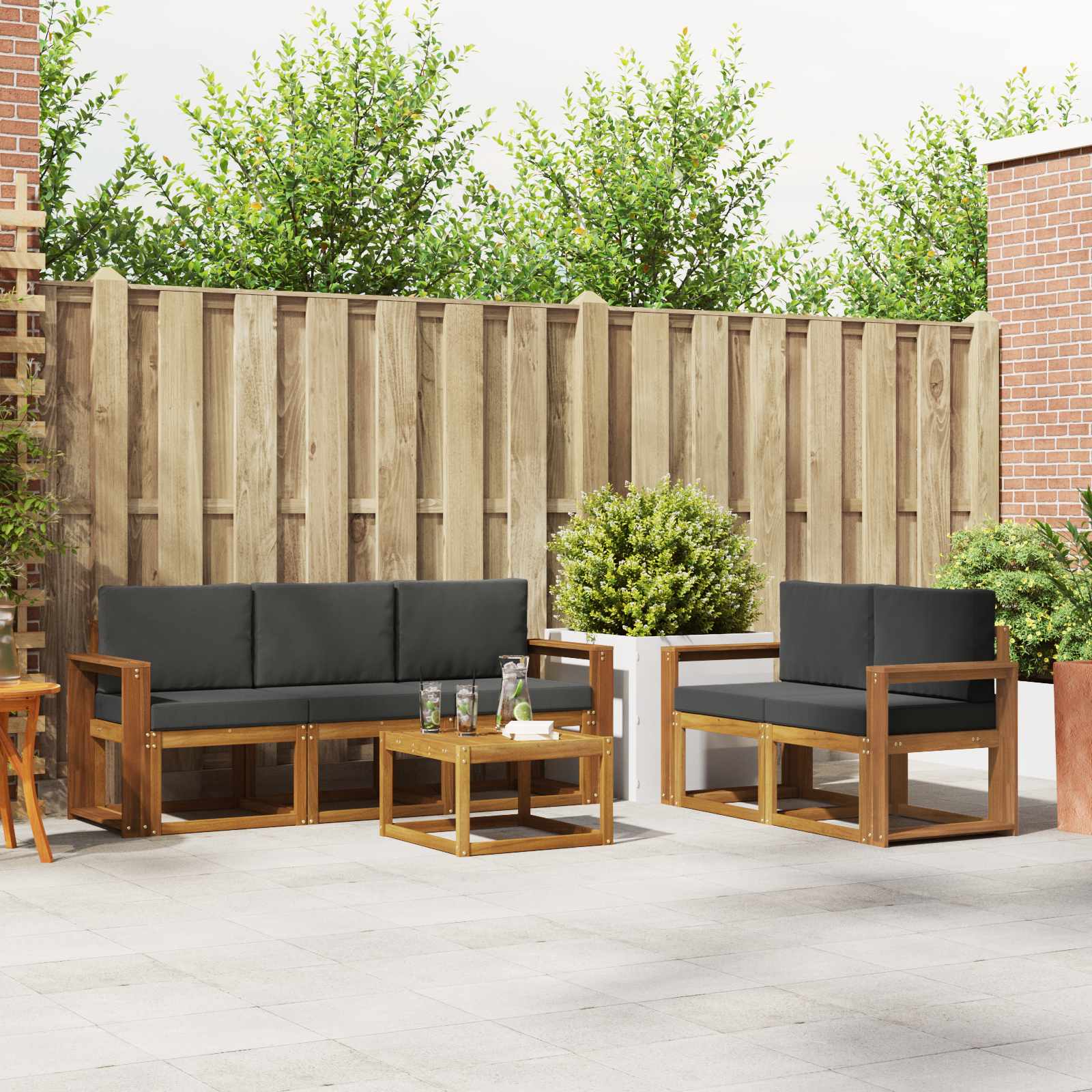 Ensemble de canapés d'extérieur 6 pc Naturel et Anthracite - XIOS
