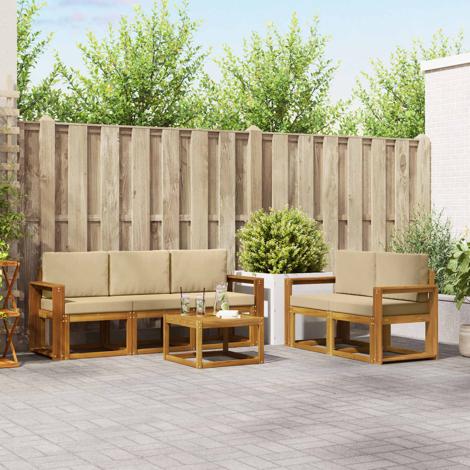 Ensemble de canapés d'extérieur 6 pc Naturel et Beige - XIOS