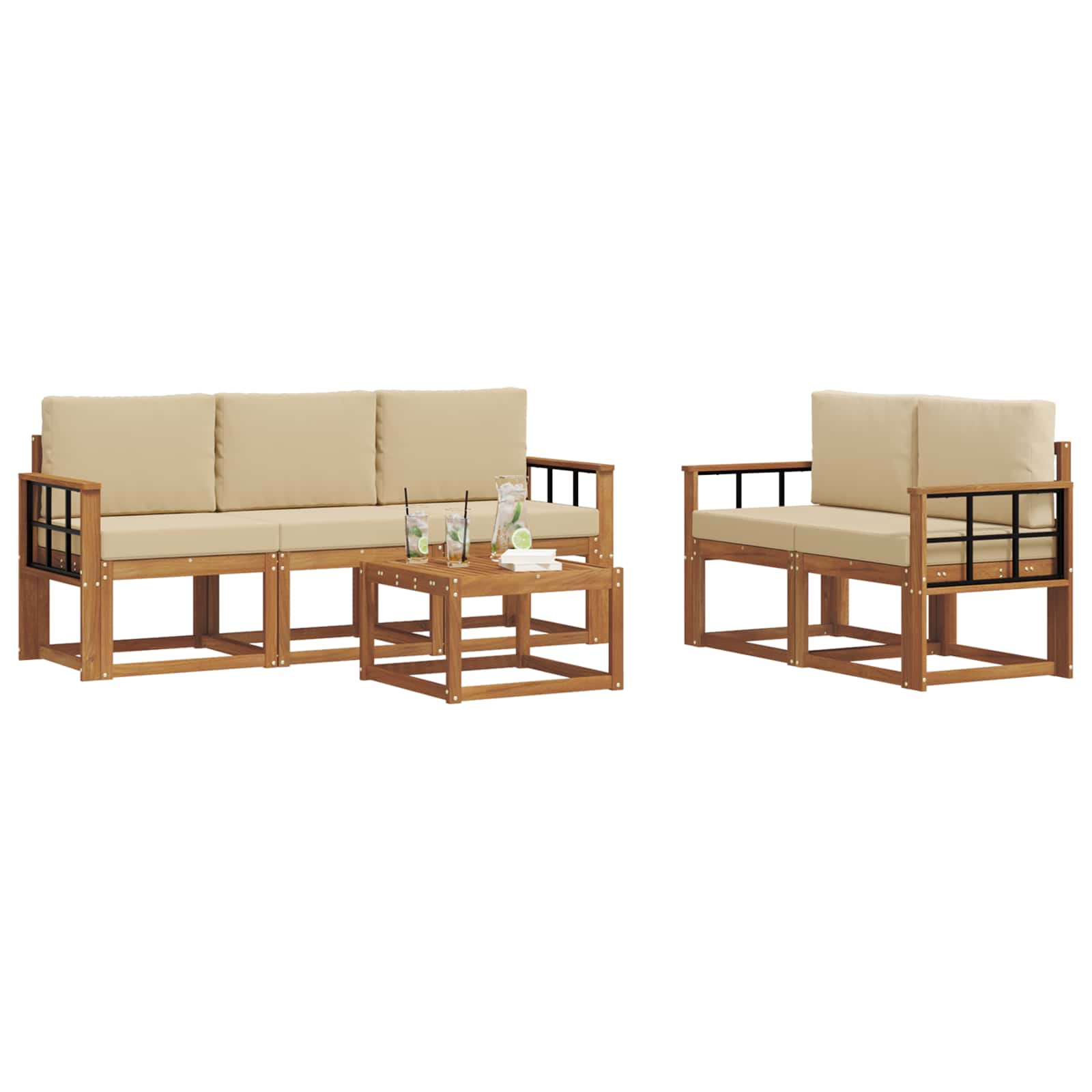 Ensemble de canapés d'extérieur 6 pcs Naturel et Beige - XIOS