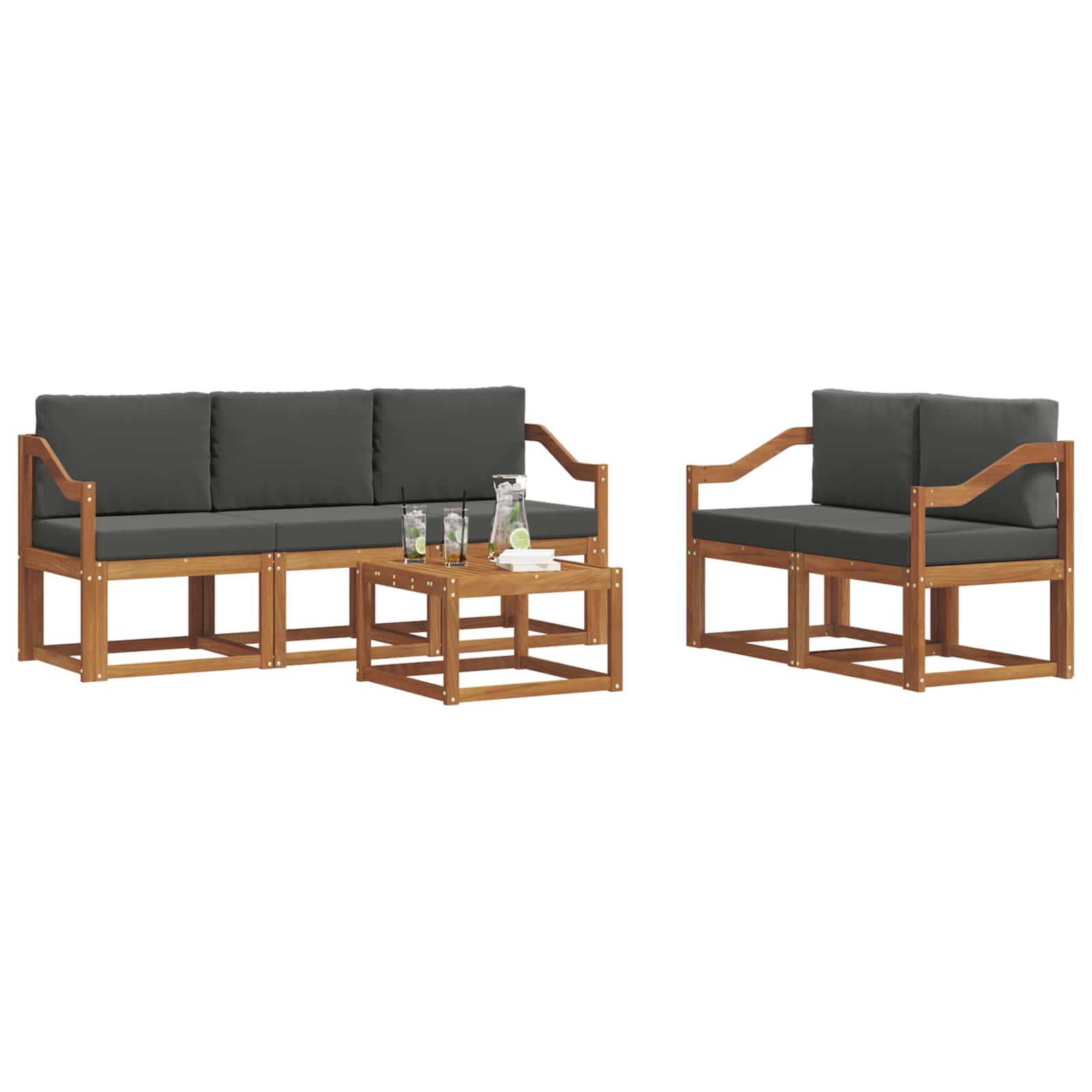 Ensemble de canapés d'extérieur 6 pcs Naturel et Anthracite - XIOS