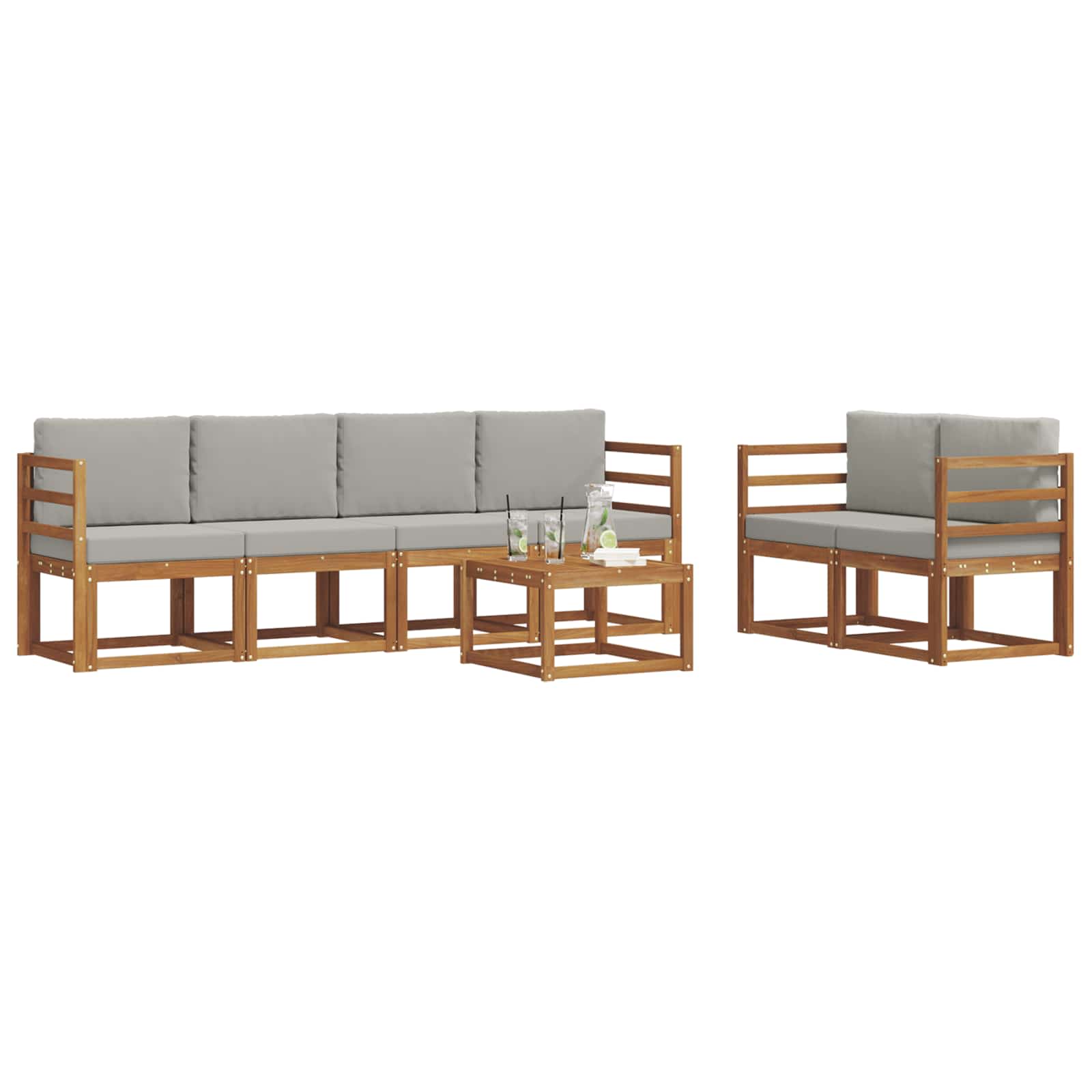 Ensemble de canapés d'extérieur 7 pcs Gris Naturel et Clair - XIOS