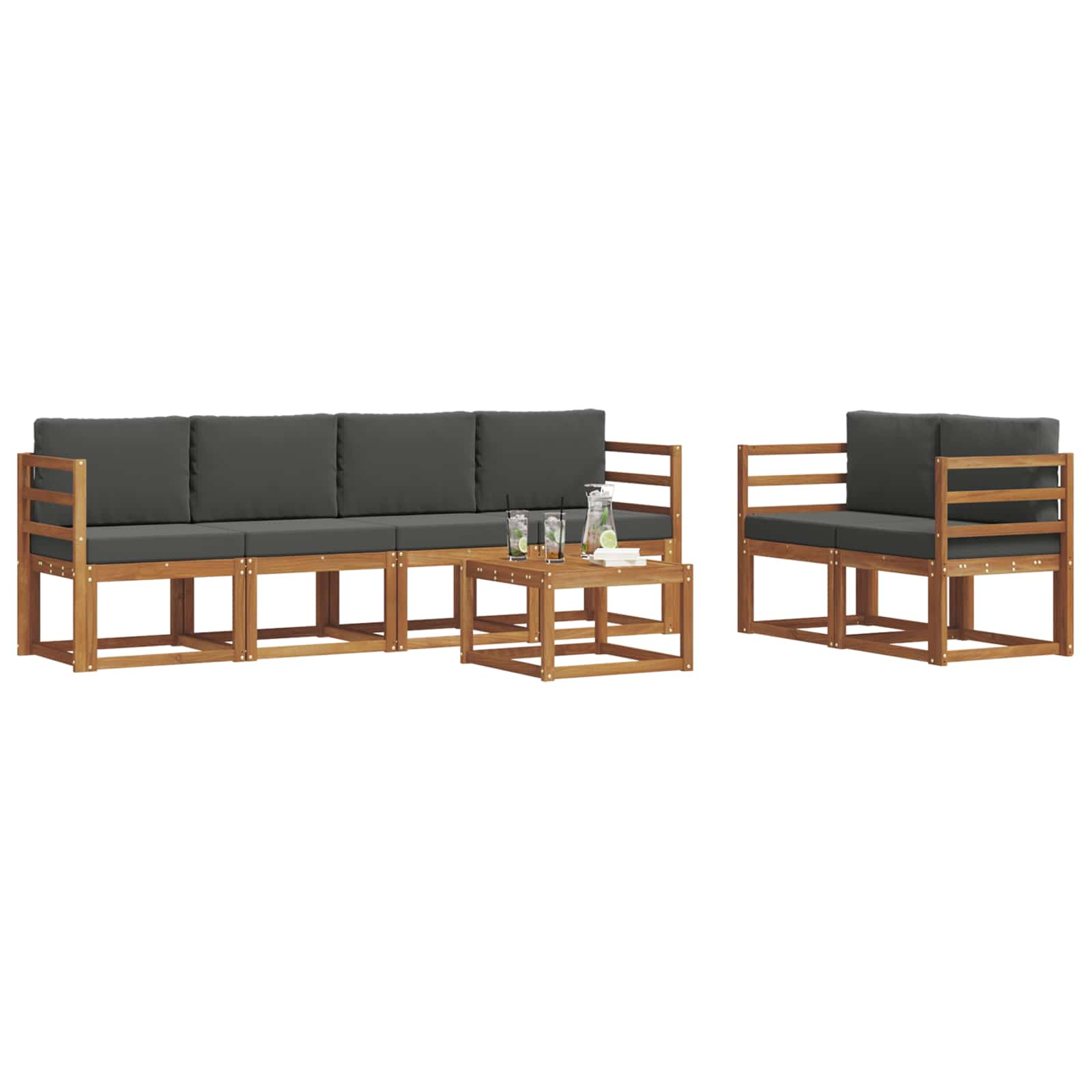 Ensemble de canapés d'extérieur 7 pc Naturel et Anthracite - XIOS