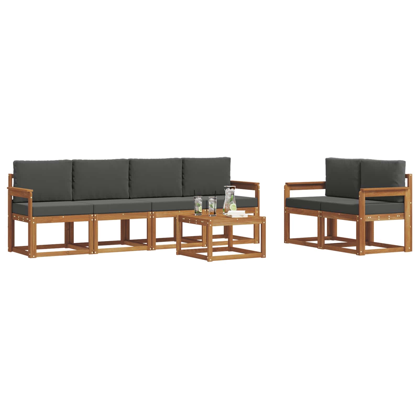 Ensemble de canapés d'extérieur 7 pcs Naturel et Anthracite - XIOS