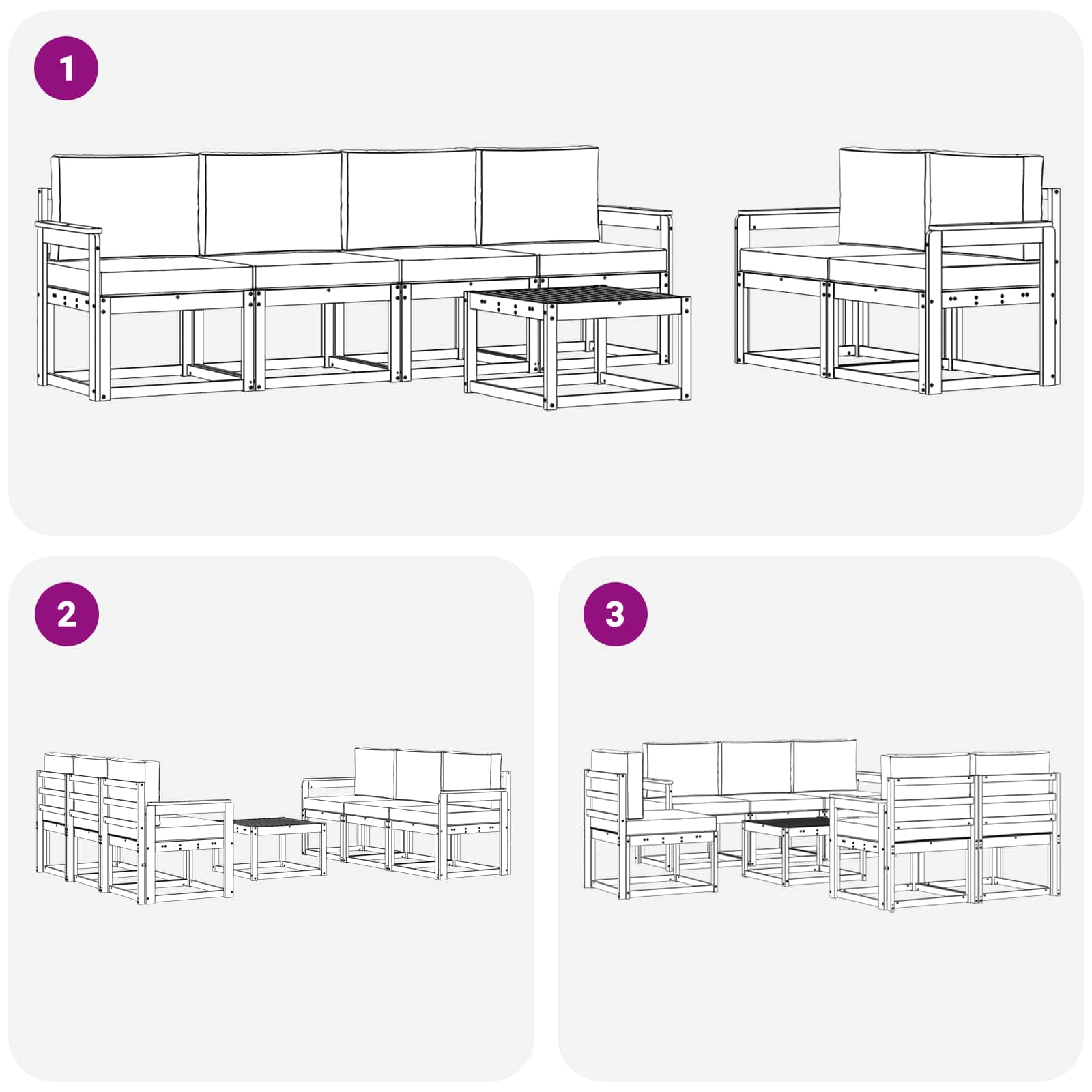Ensemble de canapés d'extérieur 7 pcs Naturel et Anthracite - XIOS
