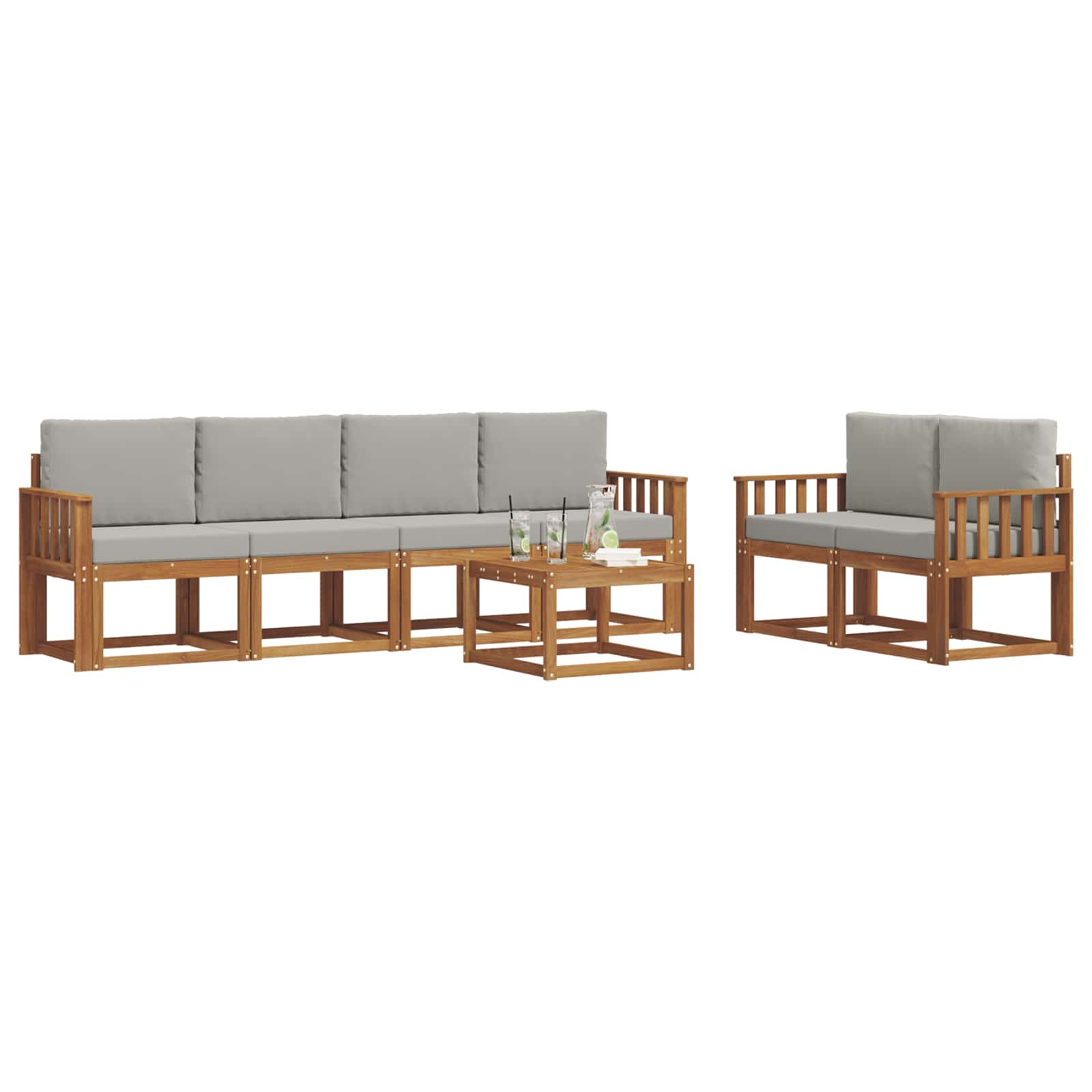 Ensemble de canapés d'extérieur 7 pcs Gris Naturel et Clair - XIOS
