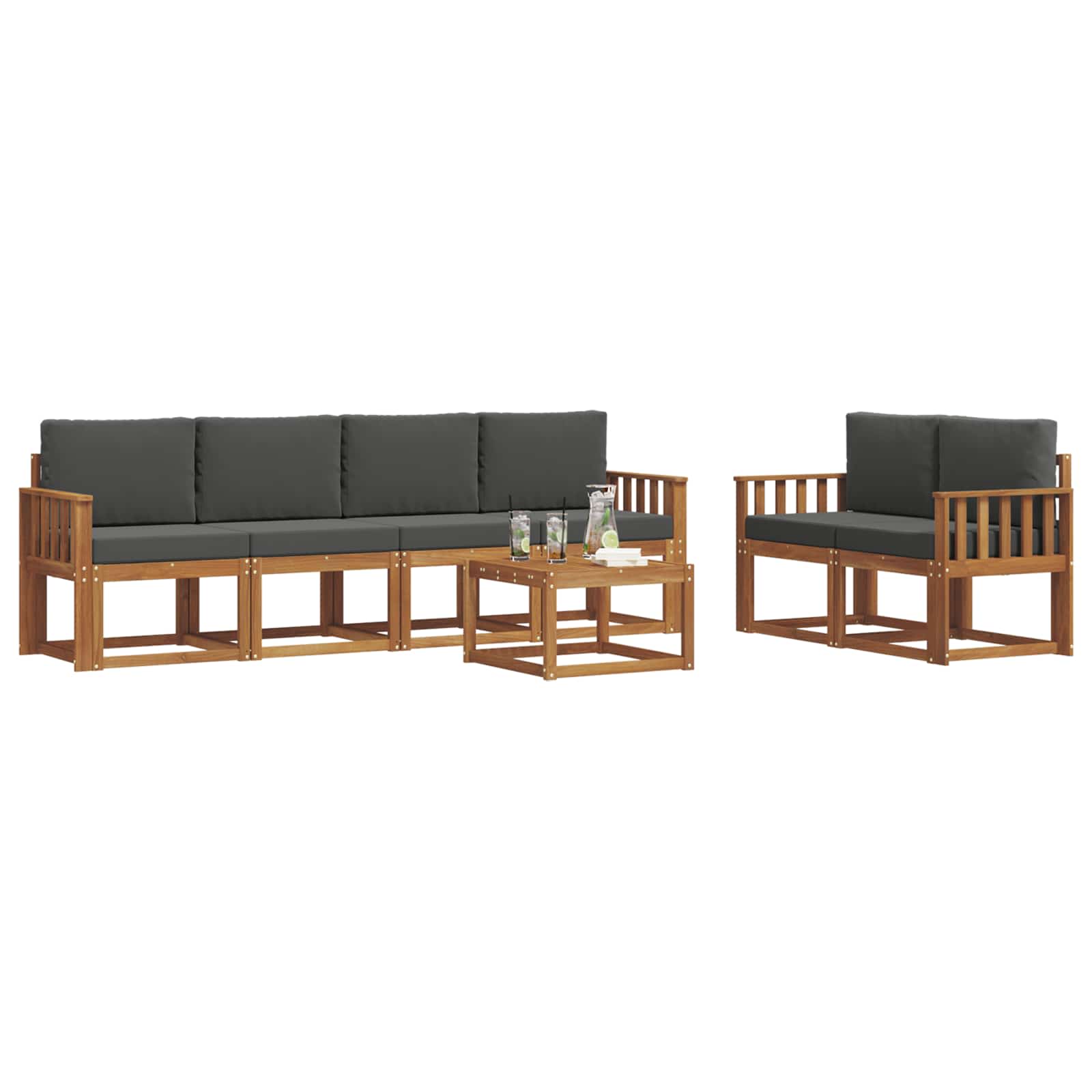 Ensemble de canapés d'extérieur 7 pcs Naturel et Anthracite - XIOS