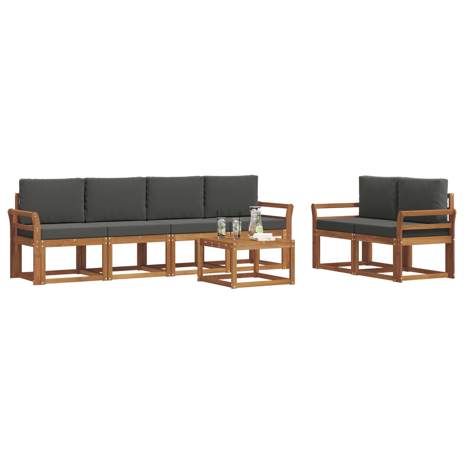 Ensemble de canapés d'extérieur 7 pcs Naturel et Anthracite - XIOS