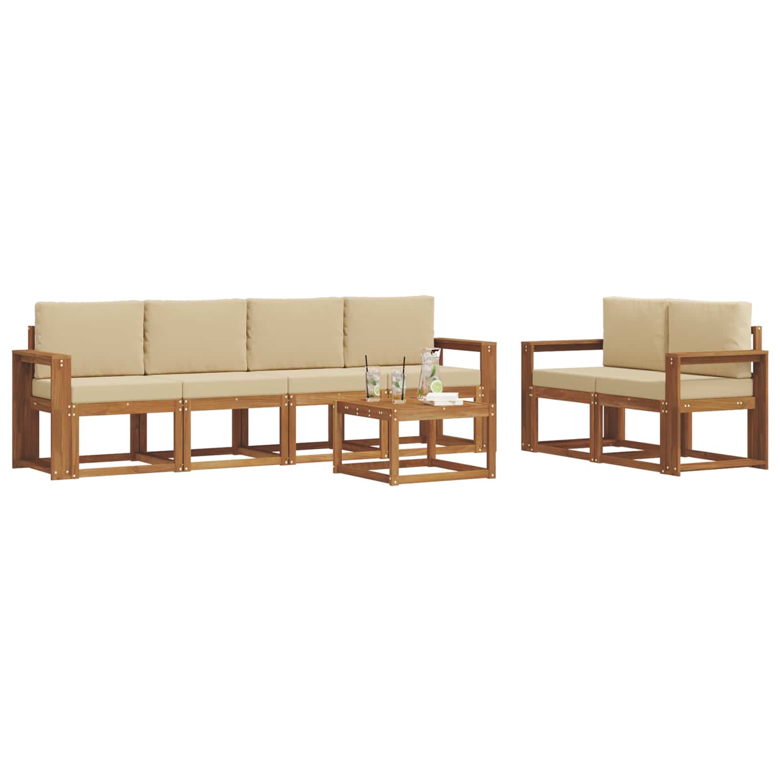 Ensemble de canapés d'extérieur 7 pcs Naturel et Beige - XIOS