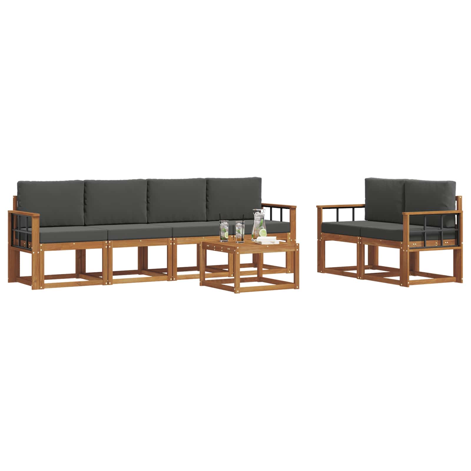 Ensemble de canapés d'extérieur 7 pcs Naturel et Anthracite - XIOS