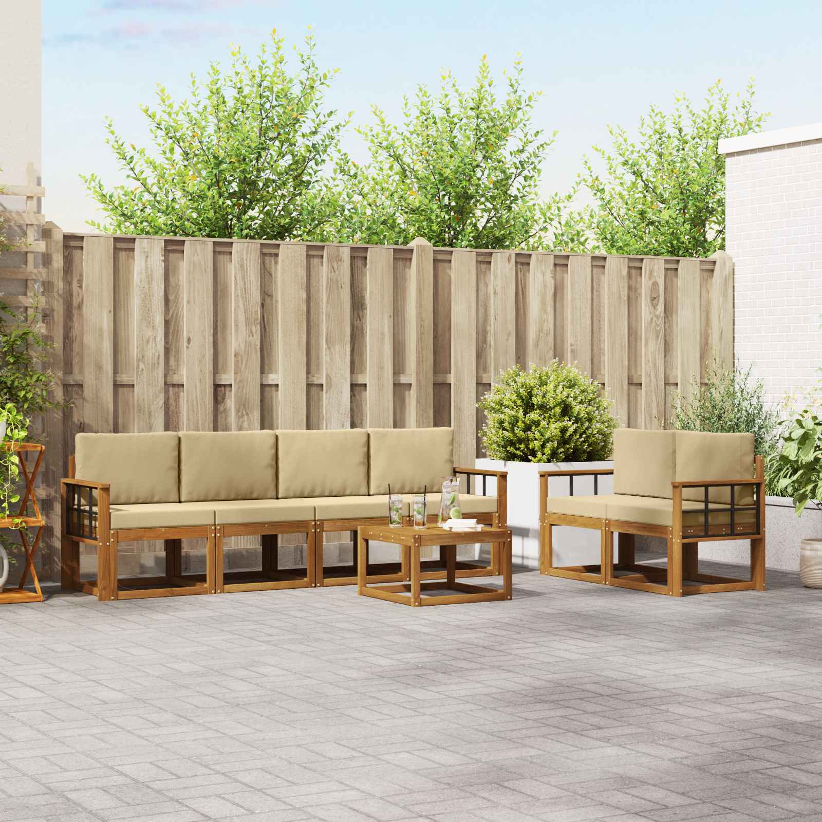 Ensemble de canapés d'extérieur 7 pcs Naturel et Beige - XIOS