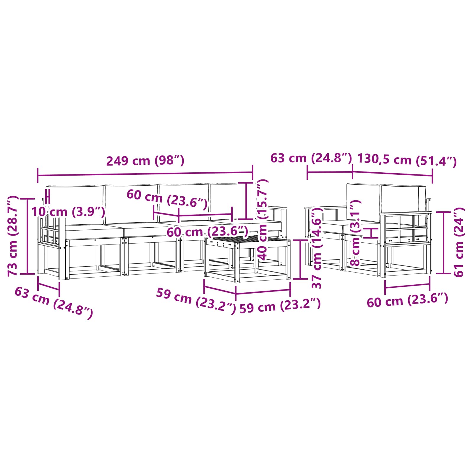 Ensemble de canapés d'extérieur 7 pcs Naturel et Beige - XIOS