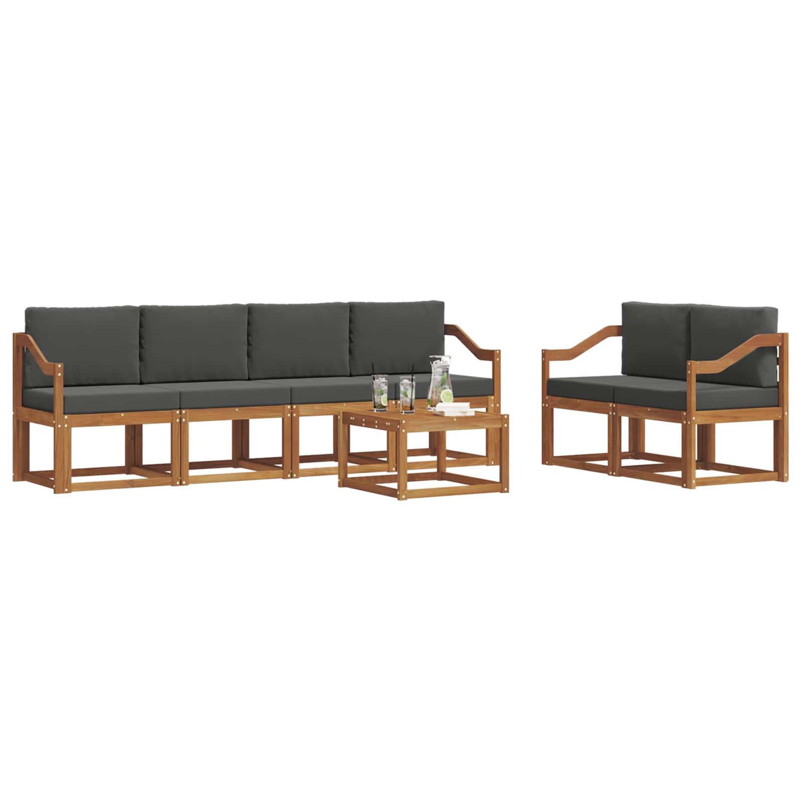Ensemble de canapés d'extérieur 7 pcs Naturel et Anthracite - XIOS