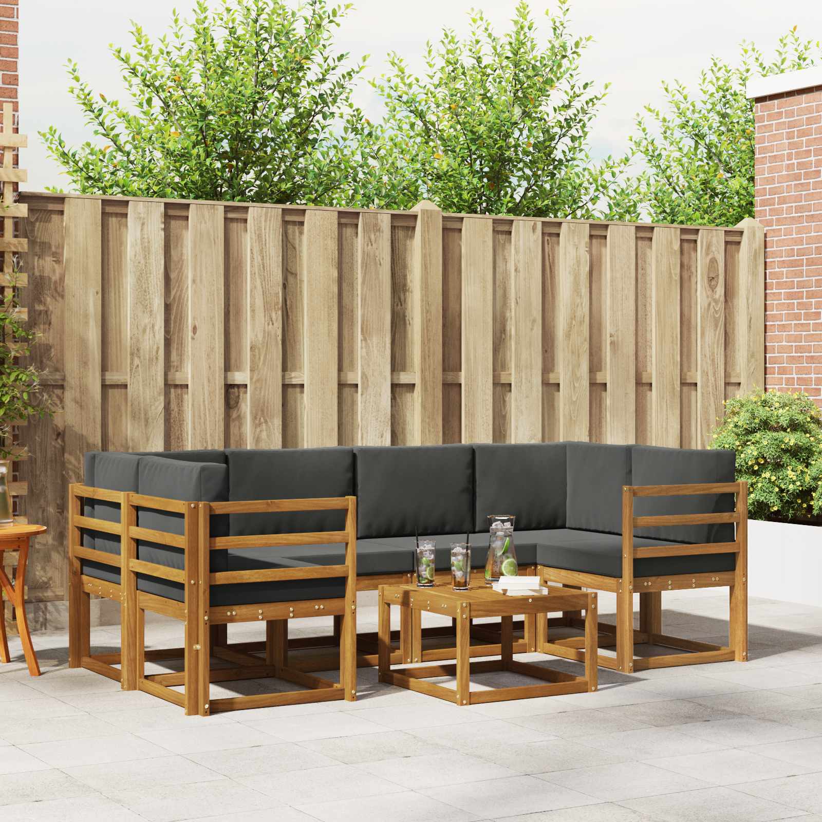 Ensemble de canapés d'extérieur 7 pc Naturel et Anthracite - XIOS