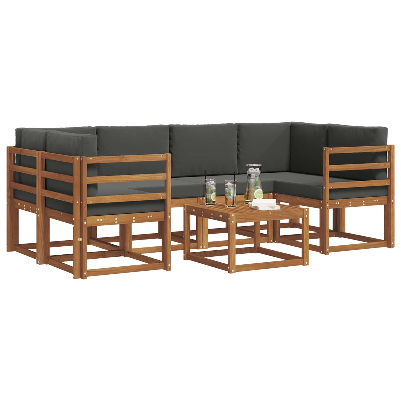 Ensemble de canapés d'extérieur 7 pc Naturel et Anthracite - XIOS