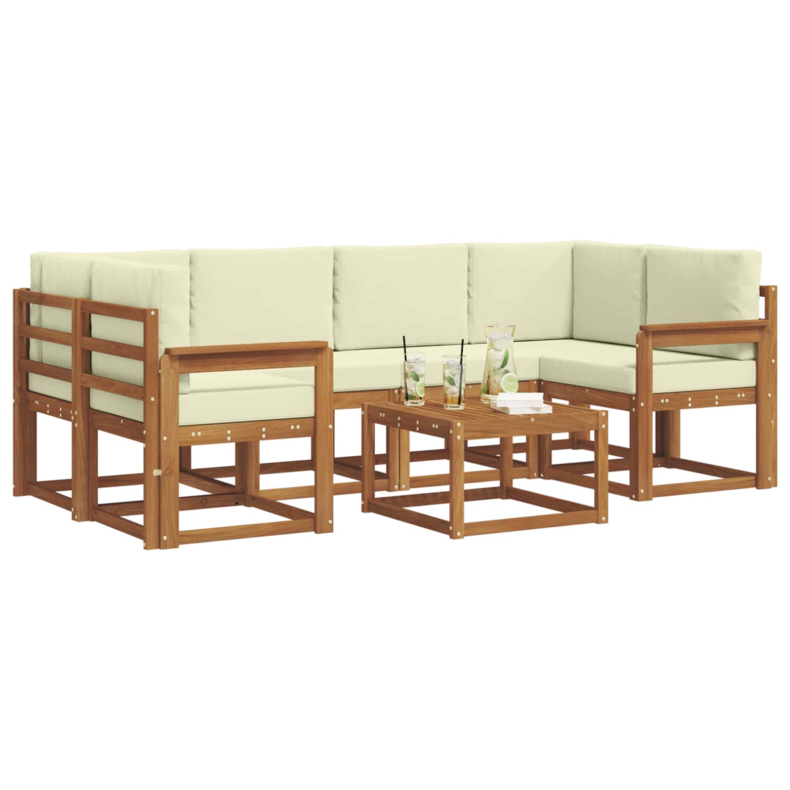 Ensemble de canapés d'extérieur 7 pc Naturel et Crème - XIOS