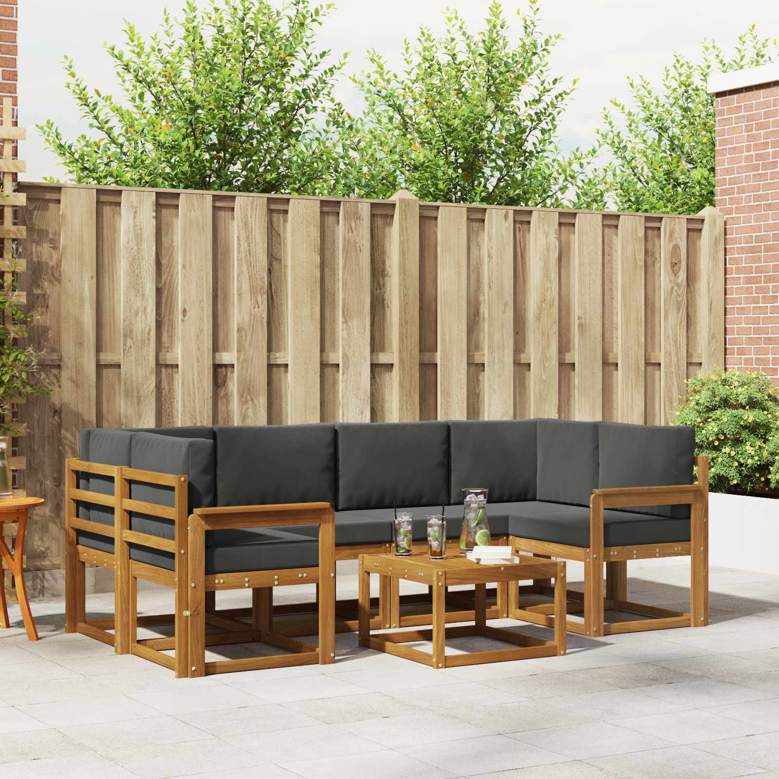 Ensemble de canapés d'extérieur 7 pcs Naturel et Anthracite - XIOS