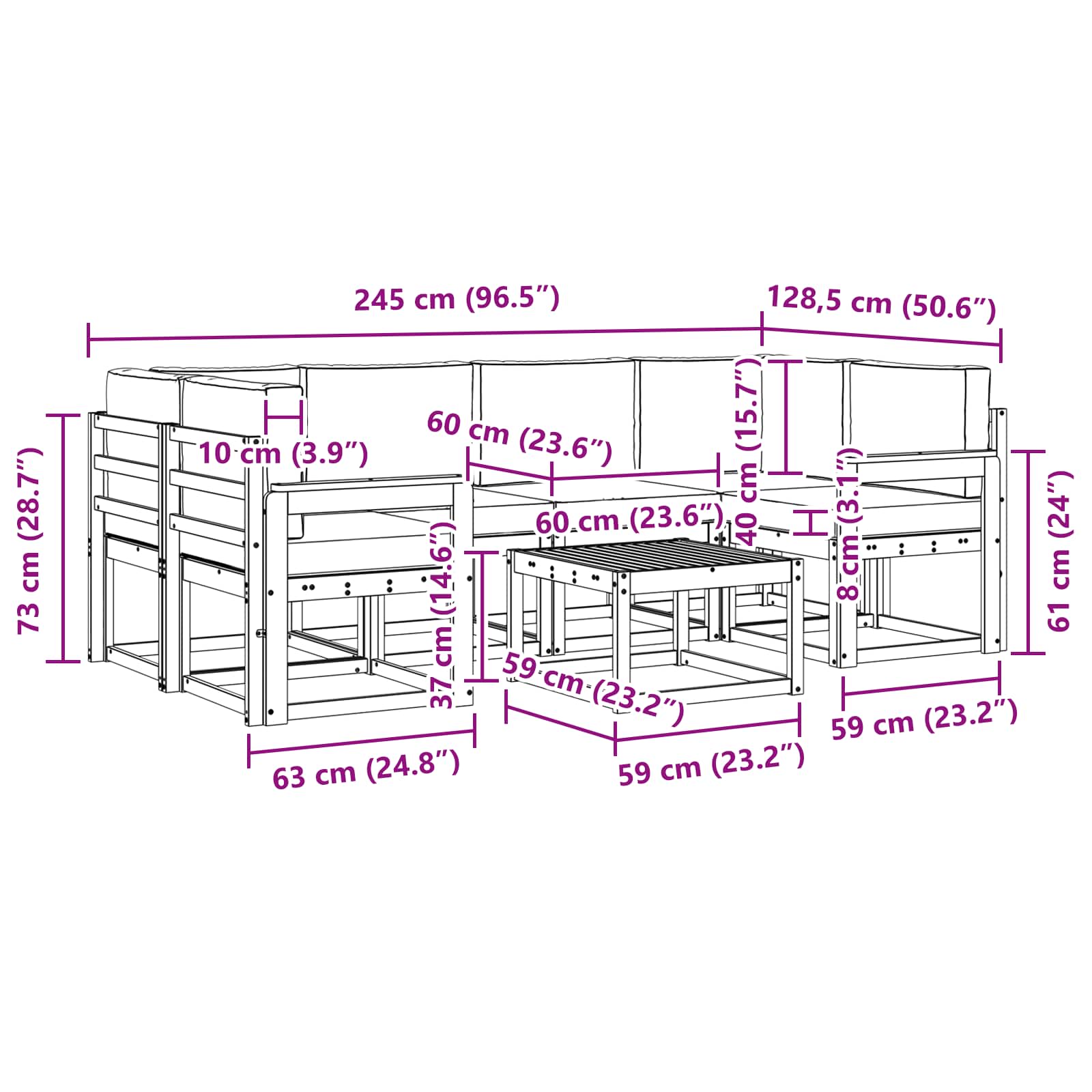 Ensemble de canapés d'extérieur 7 pcs Naturel et Anthracite - XIOS