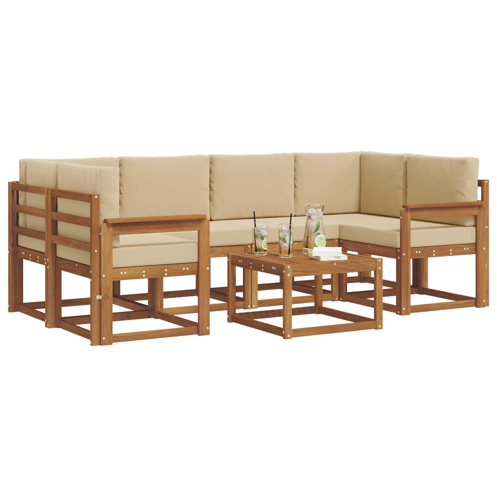 Ensemble de canapés d'extérieur 7 pcs Naturel et Beige - XIOS