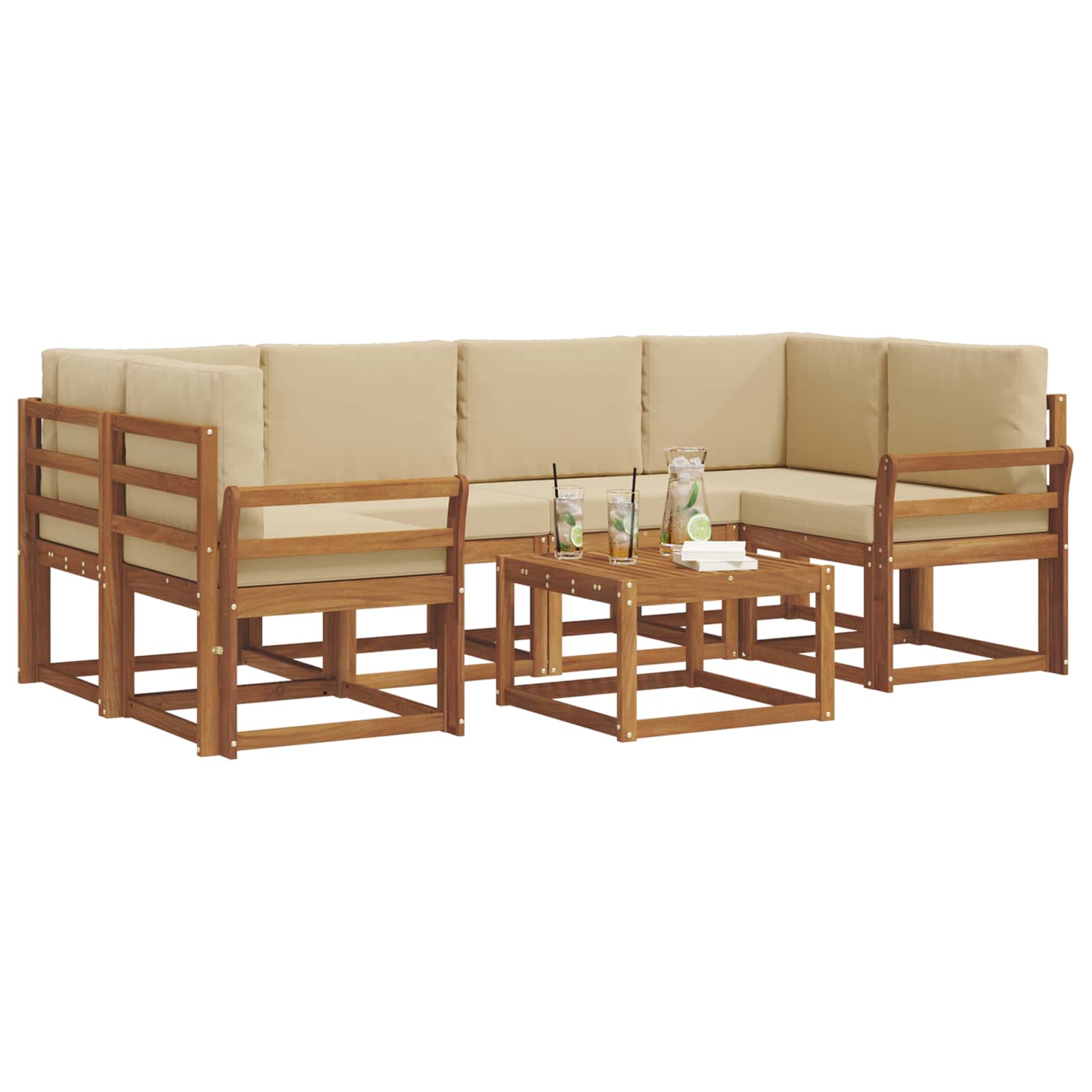 Ensemble de canapés d'extérieur 7 pcs Naturel et Beige - XIOS