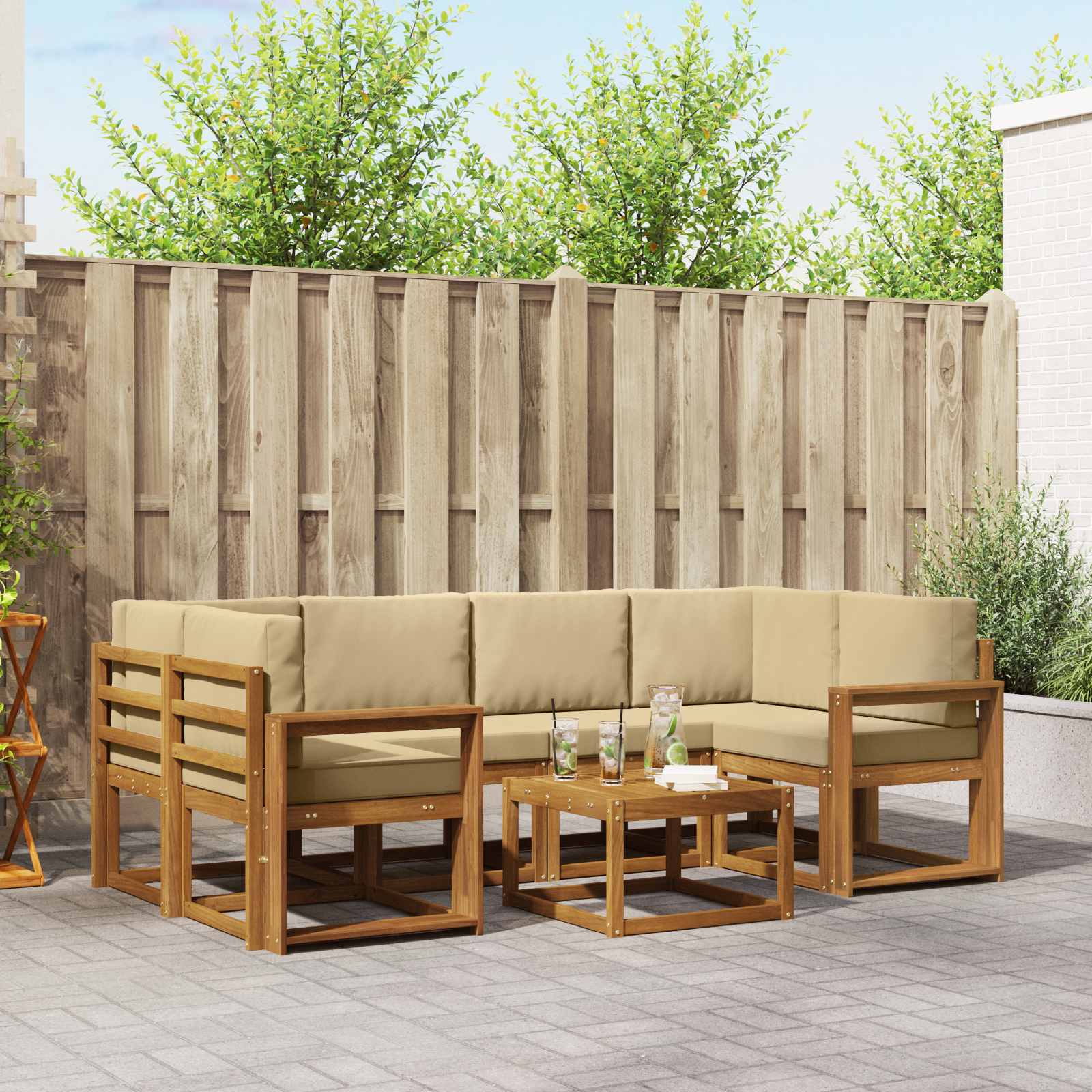 Ensemble de canapés d'extérieur 7 pcs Naturel et Beige - XIOS