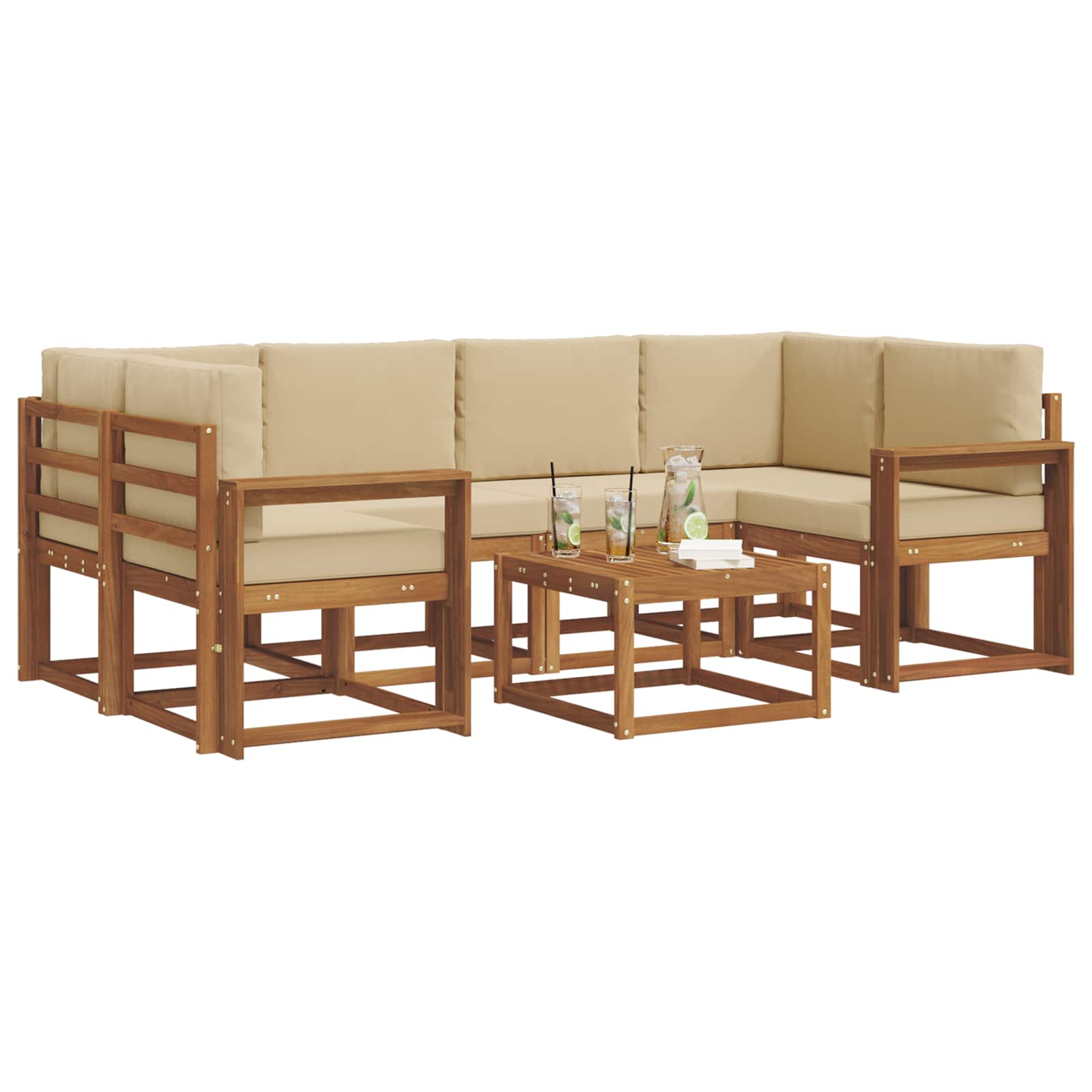 Ensemble de canapés d'extérieur 7 pcs Naturel et Beige - XIOS