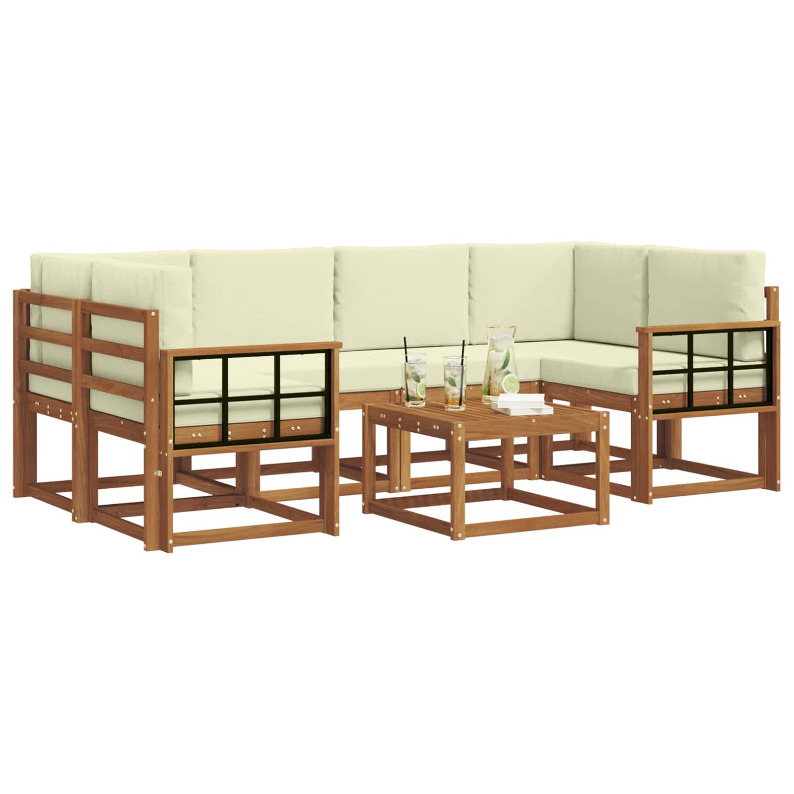 Ensemble de canapés d'extérieur 7 pc Naturel et Crème - XIOS