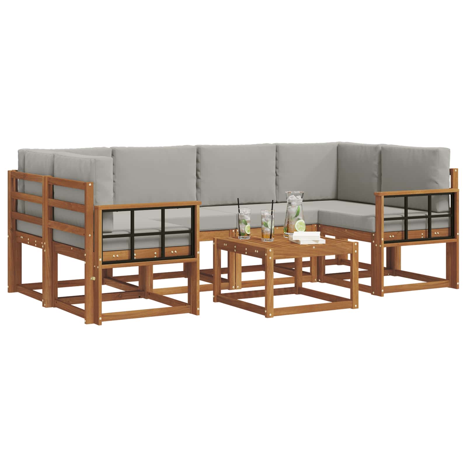 Ensemble de canapés d'extérieur 7 pcs Gris Naturel et Clair - XIOS