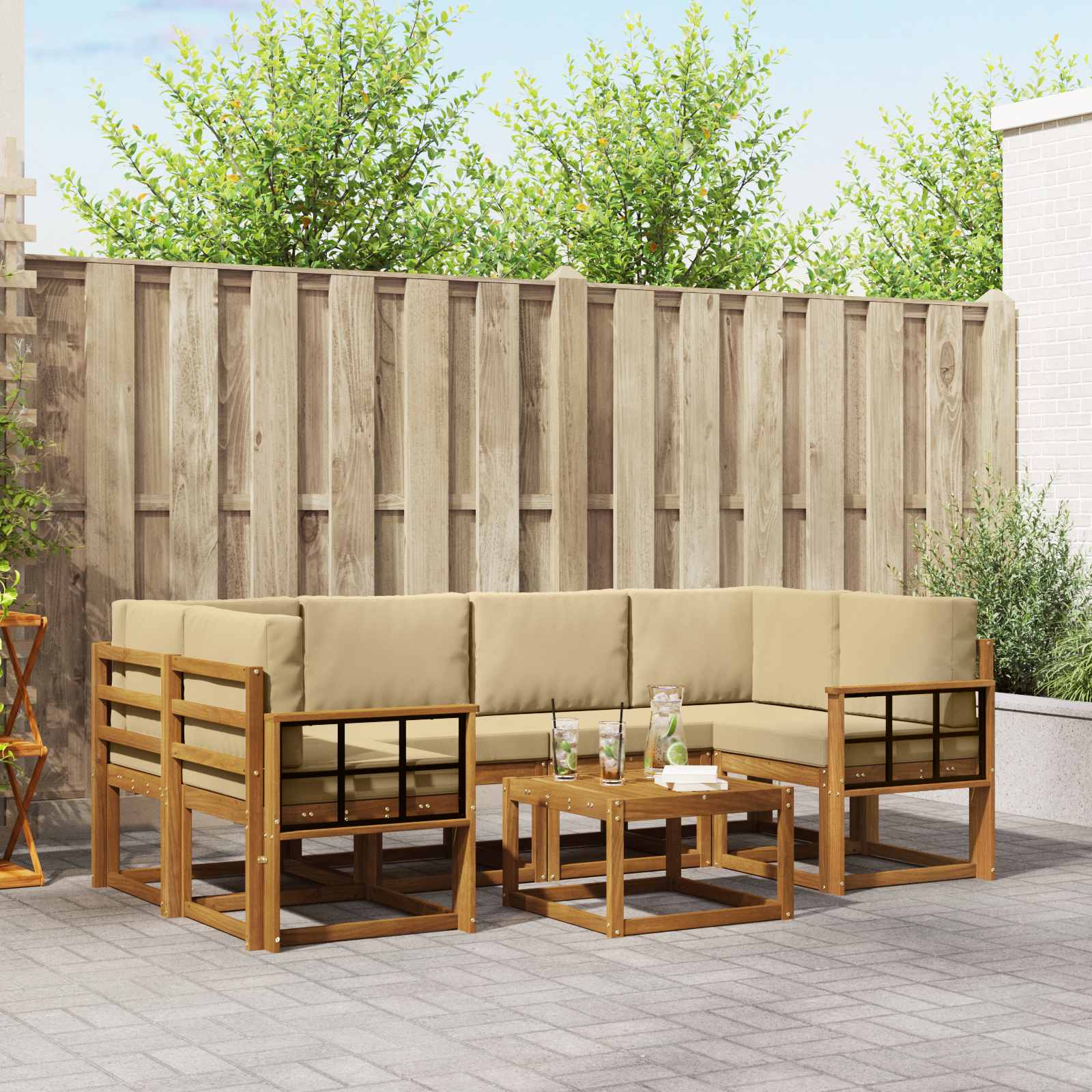 Ensemble de canapés d'extérieur 7 pcs Naturel et Beige - XIOS