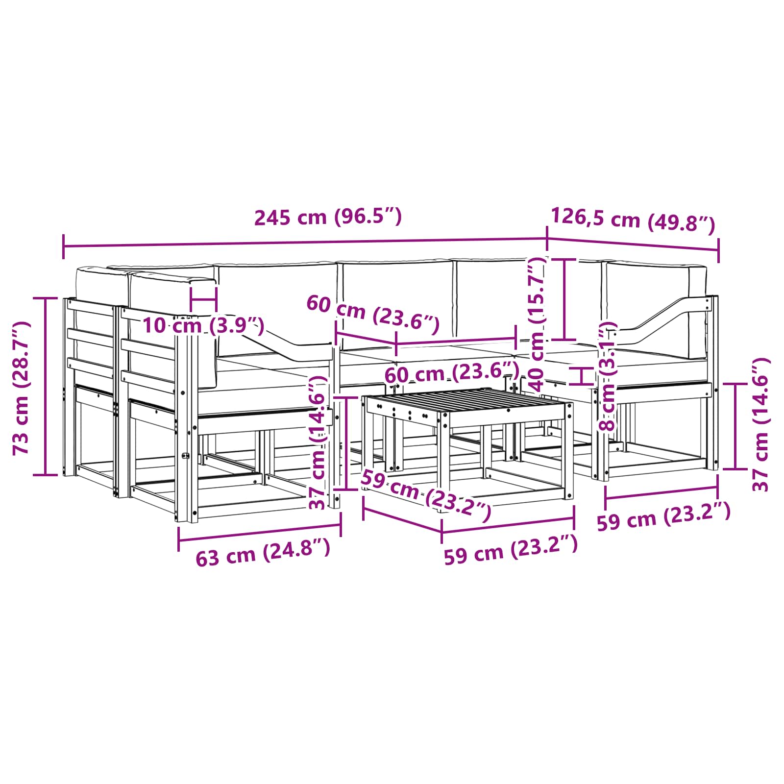 Ensemble de canapés d'extérieur 7 pcs Naturel et Beige - XIOS