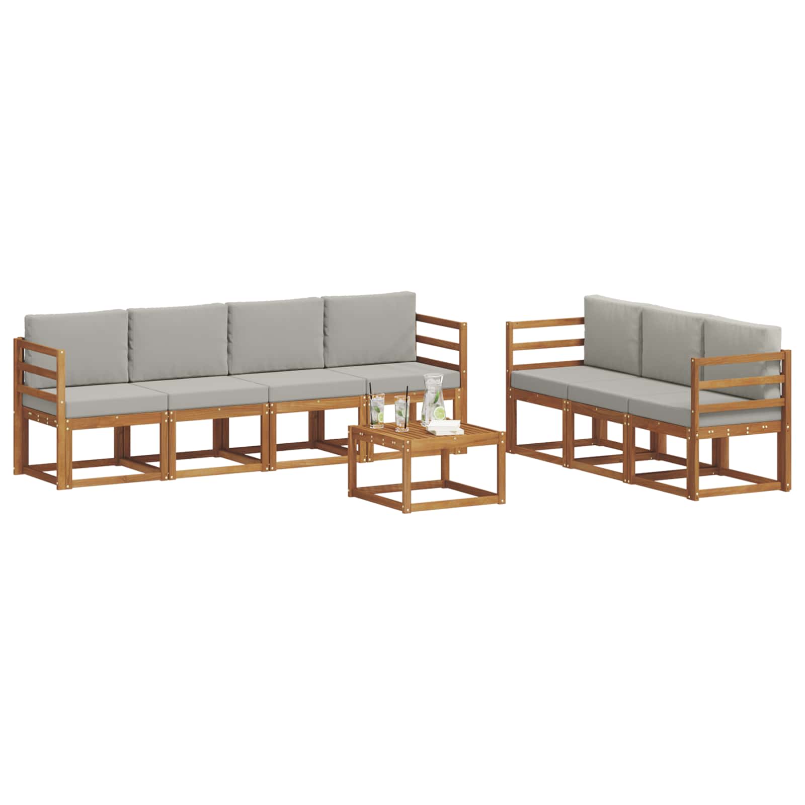 Ensemble de canapés d'extérieur 8 pcs Gris Naturel et Clair - XIOS