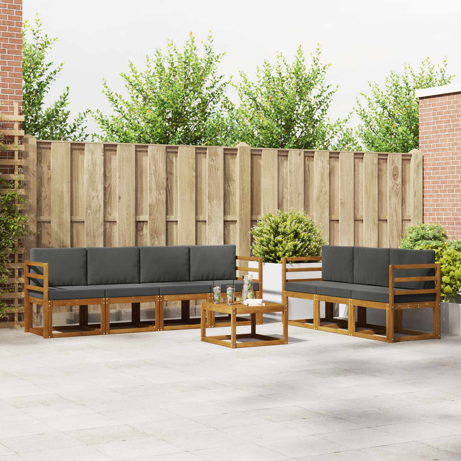 Ensemble de canapés d'extérieur 8 pcs Naturel et Anthracite - XIOS