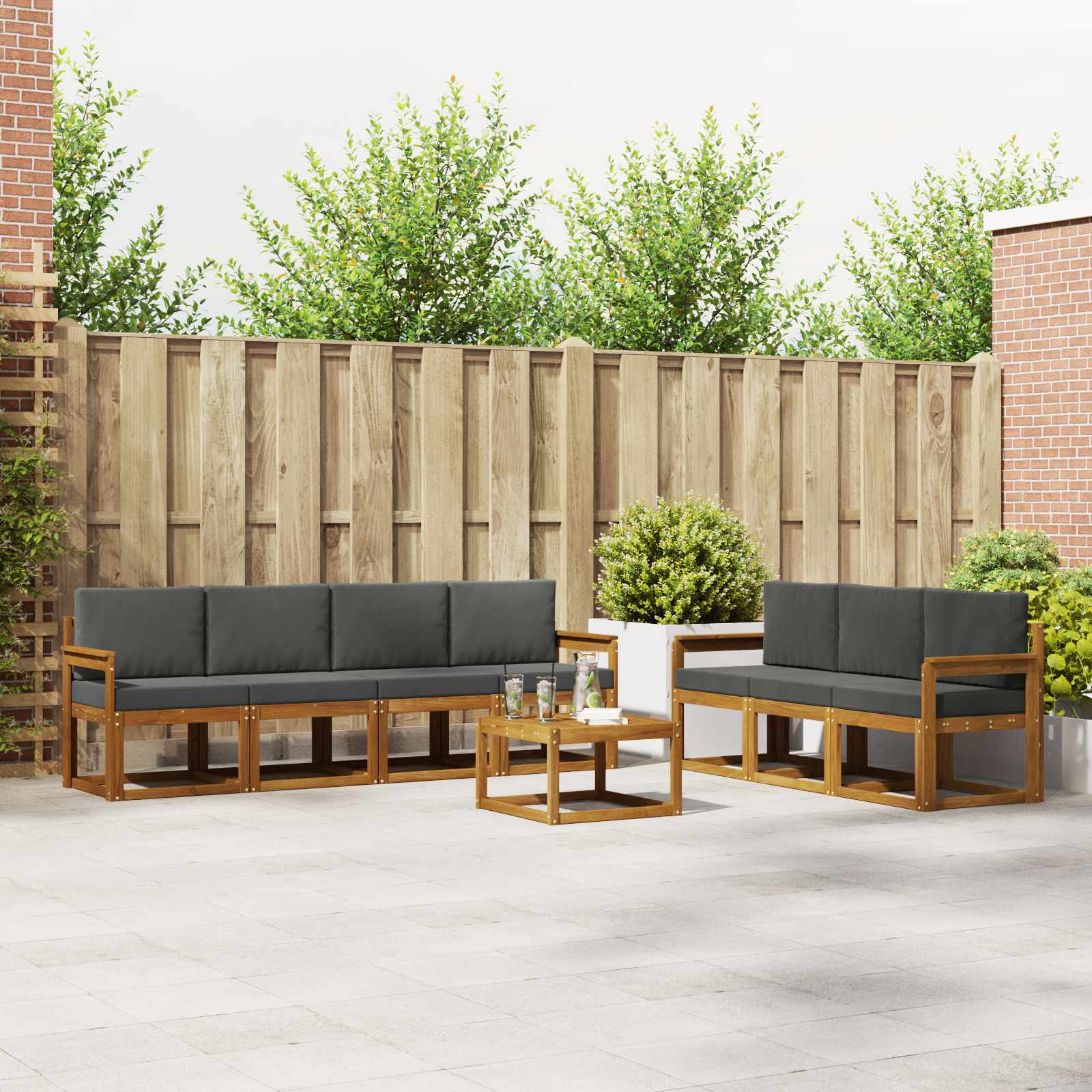 Ensemble de canapés d'extérieur 8 pcs Naturel et Anthracite - XIOS