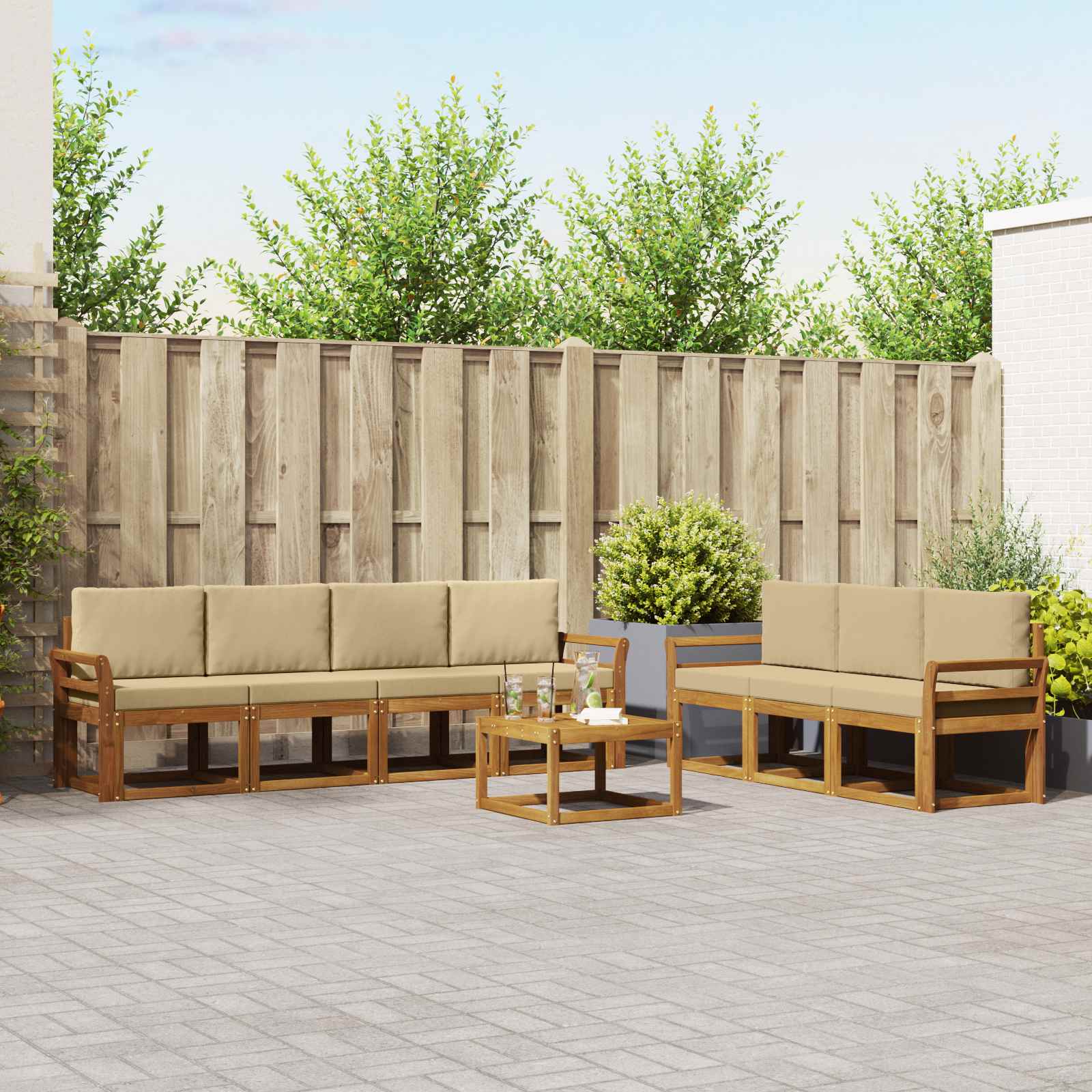 Ensemble de canapés d'extérieur 8 pcs Naturel et Beige - XIOS