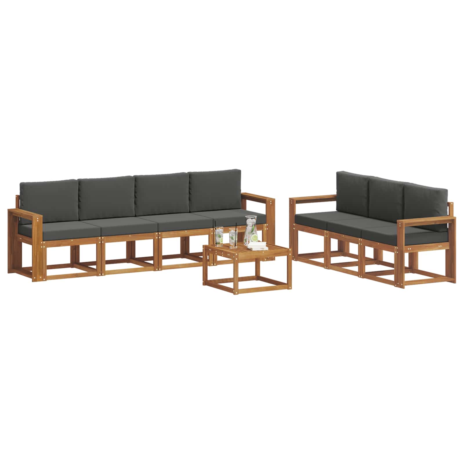 Ensemble de canapés d'extérieur 8 pc Naturel et Anthracite - XIOS