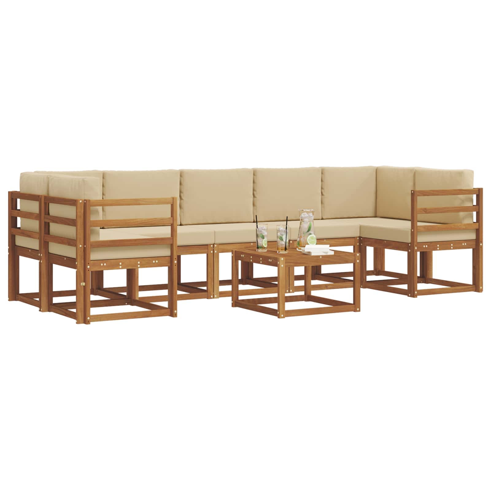 Ensemble de canapés d'extérieur 8 pcs Naturel et Beige - XIOS