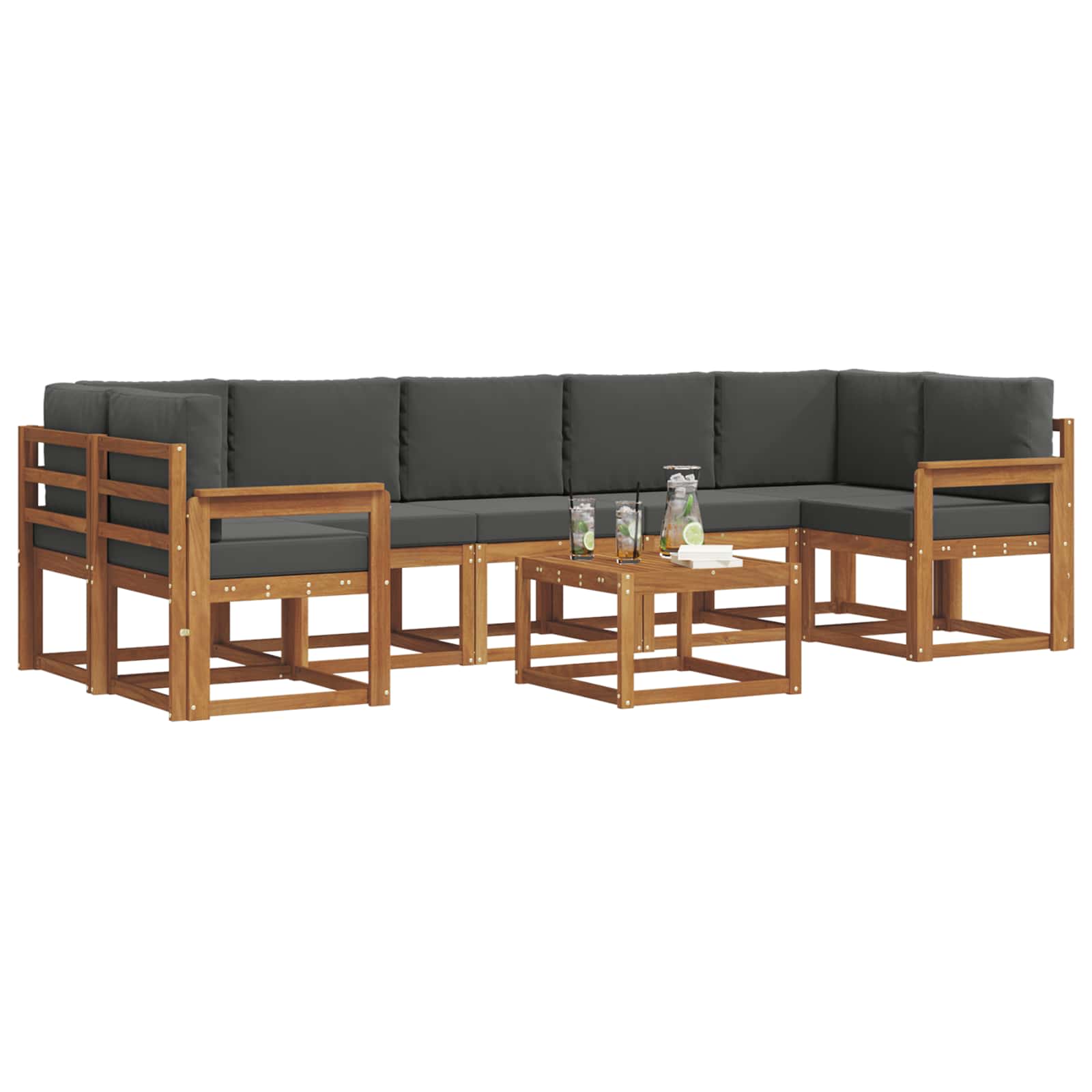 Ensemble de canapés d'extérieur 8 pcs Naturel et Anthracite - XIOS
