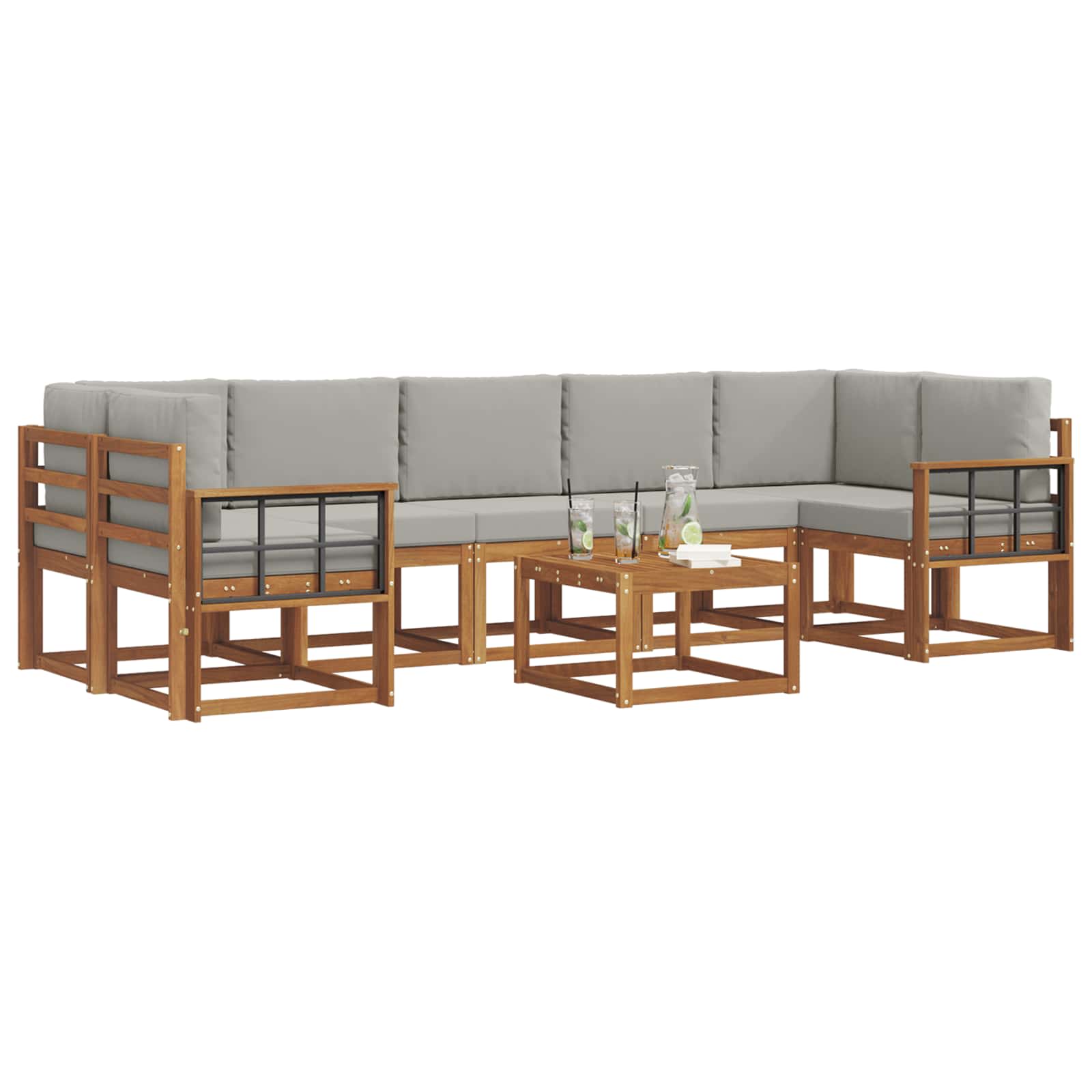 Ensemble de canapés d'extérieur 8 pcs Gris Naturel et Clair - XIOS