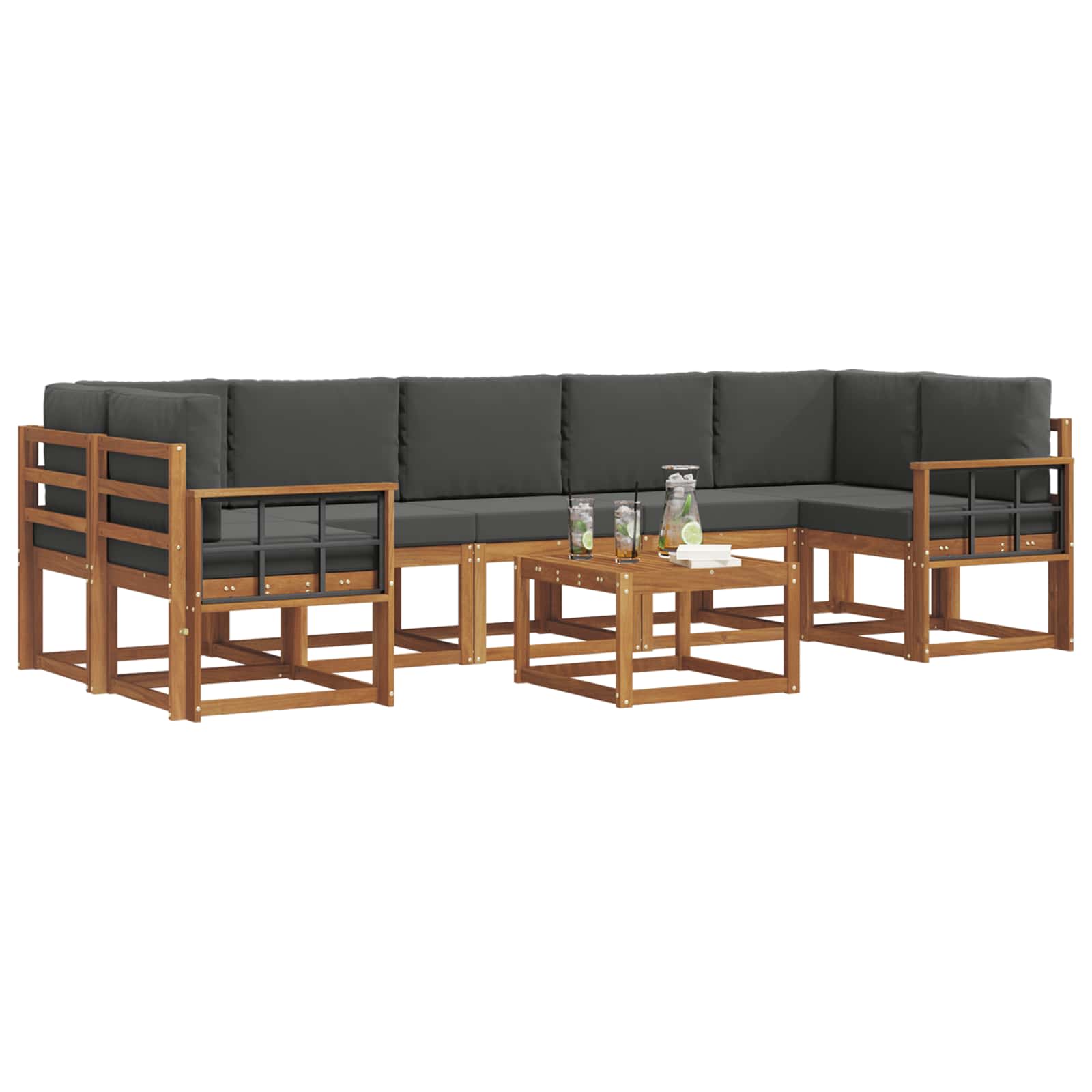Ensemble de canapés d'extérieur 8 pcs Naturel et Anthracite - XIOS